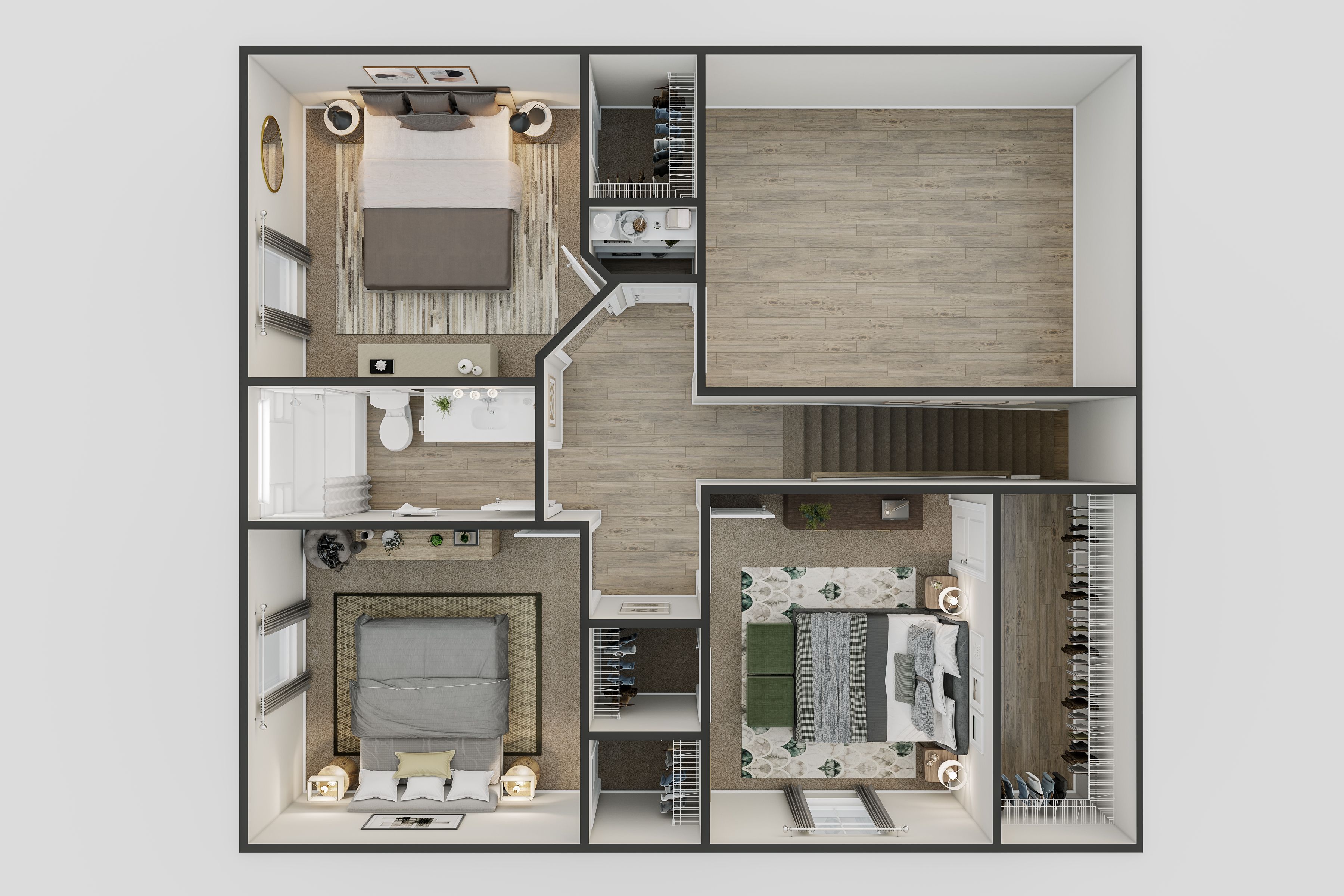 New Haven Townhome A - Second Floor plan 3D plan | Ernest Homes