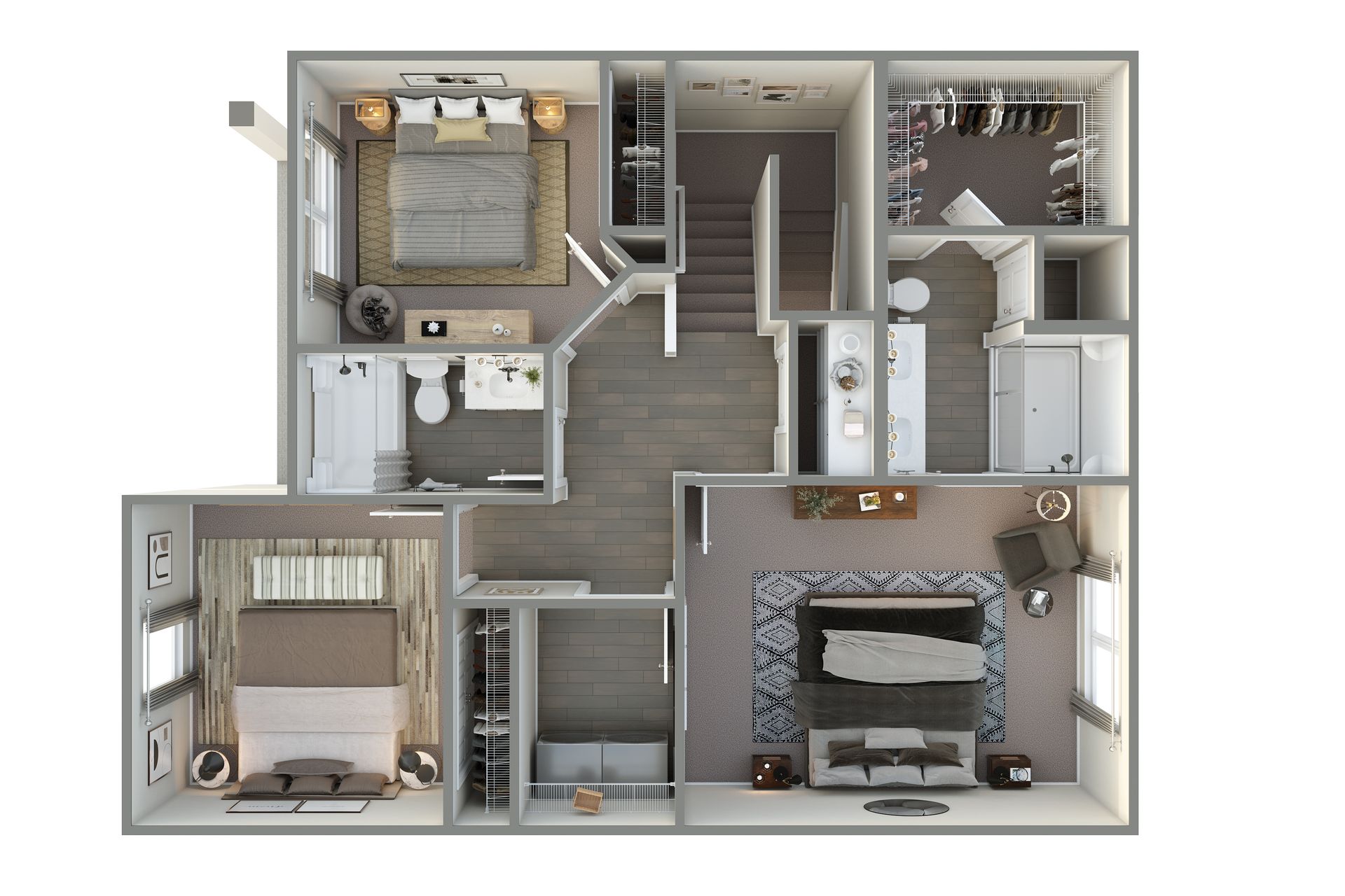 New Haven Townhome B - Second Floor plan 3D plan | Ernest Homes
