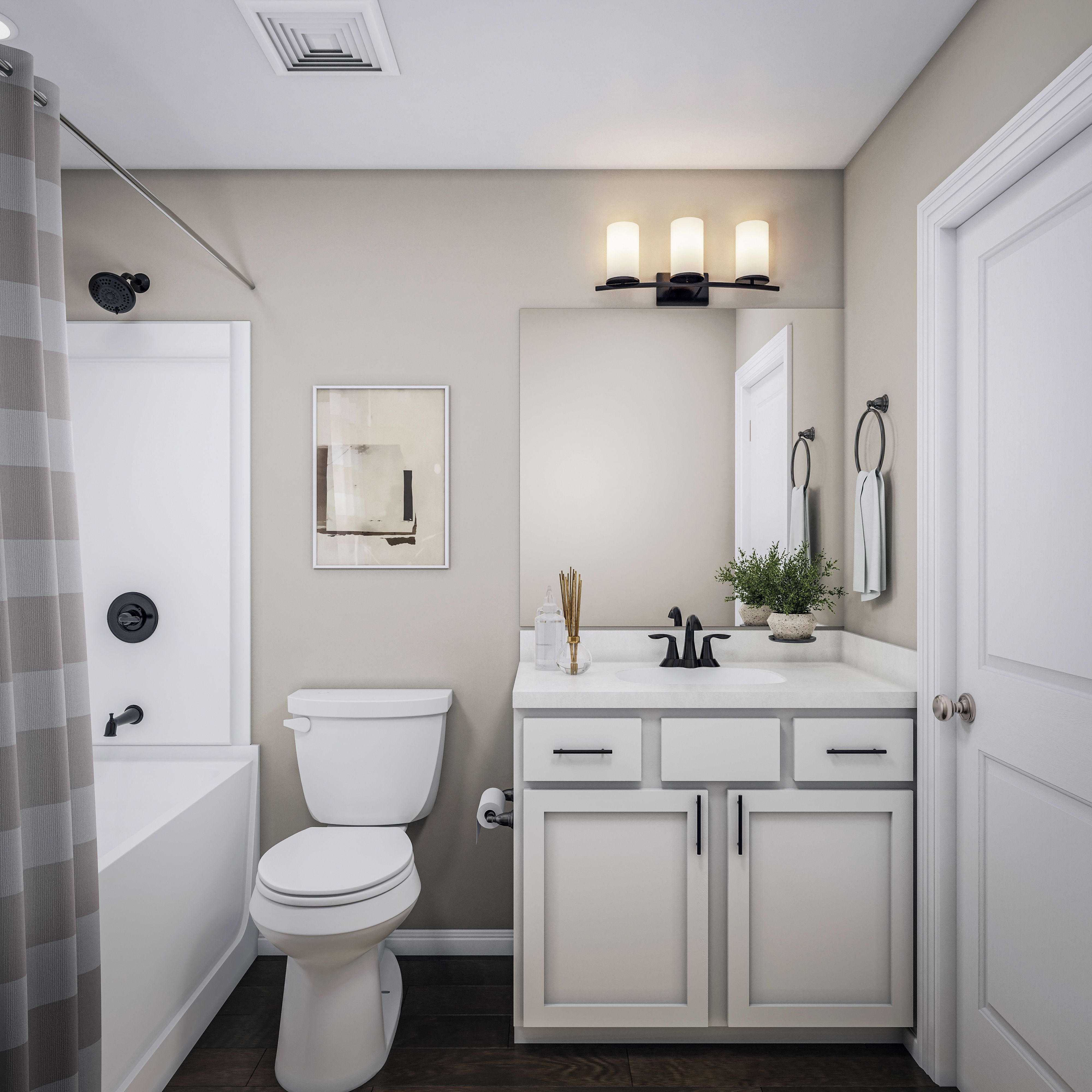 New Haven Townhome B - Staged Guest Bathroom | Ernest Homes