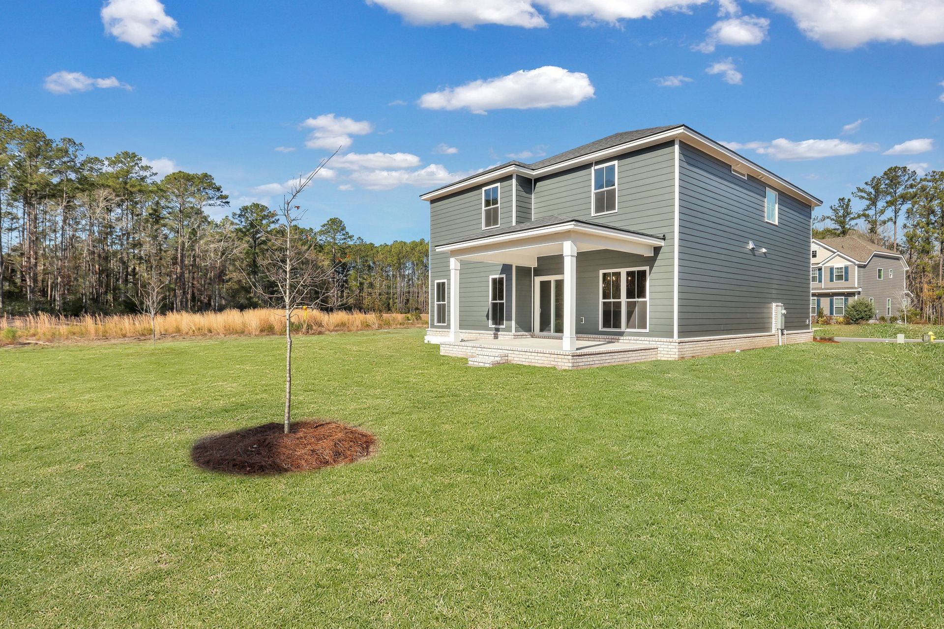 Edisto Rear Elevation with Brick Water Table and Optional Covered Back Patio