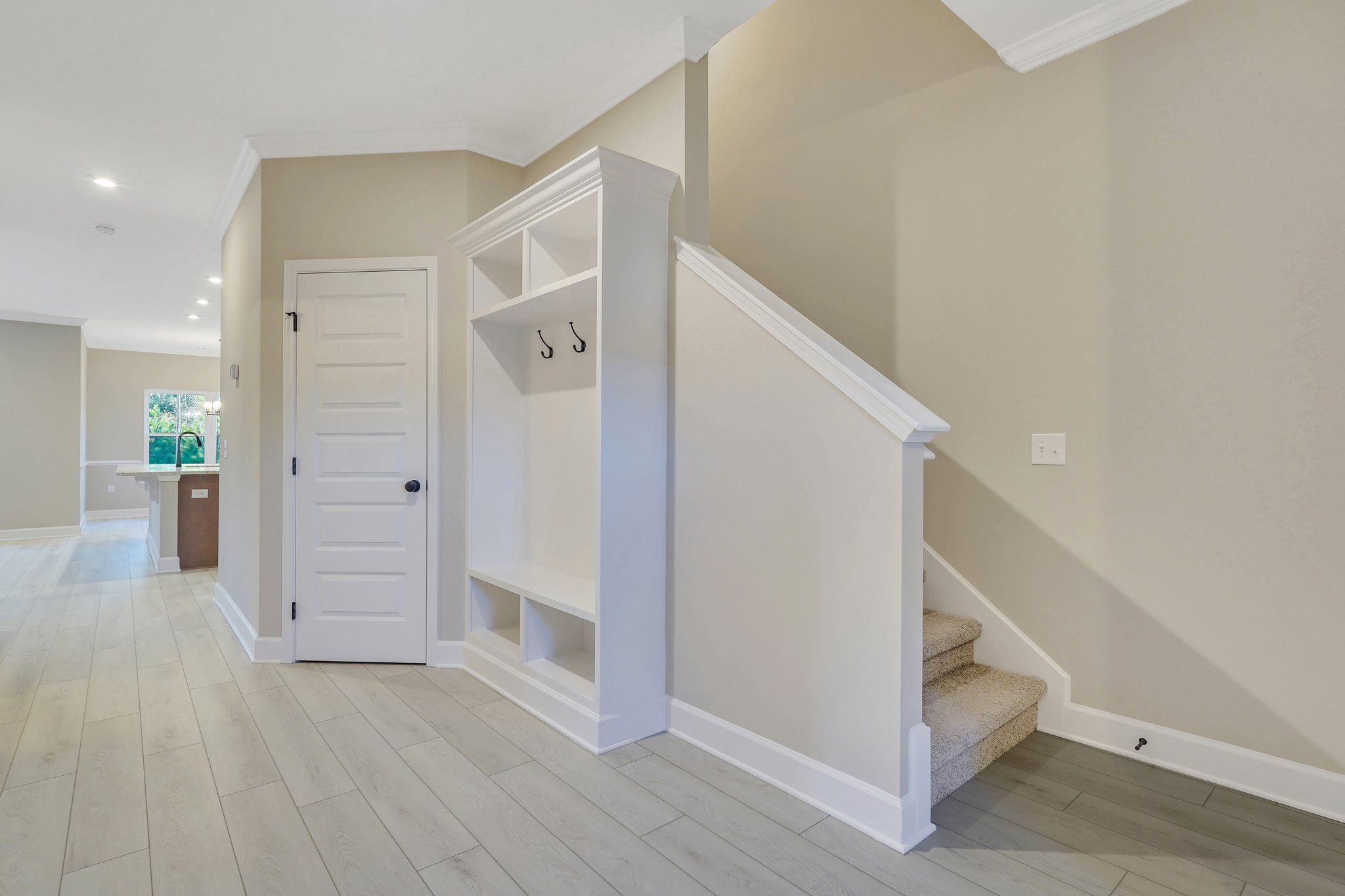 Harbor II Foyer with Drop Zone and Half-Wall Staircase