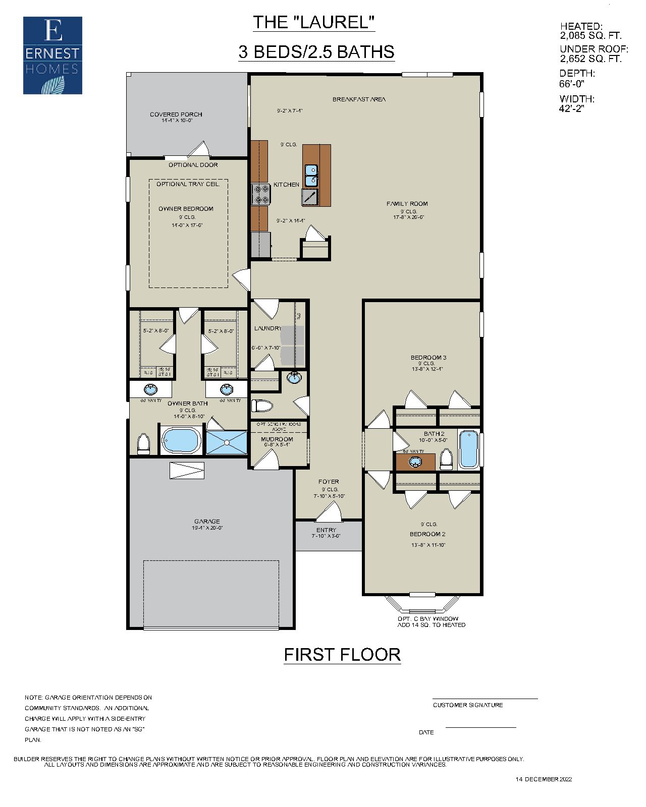Laurel Floor Plan – First Floor Layout | Ernest Homes