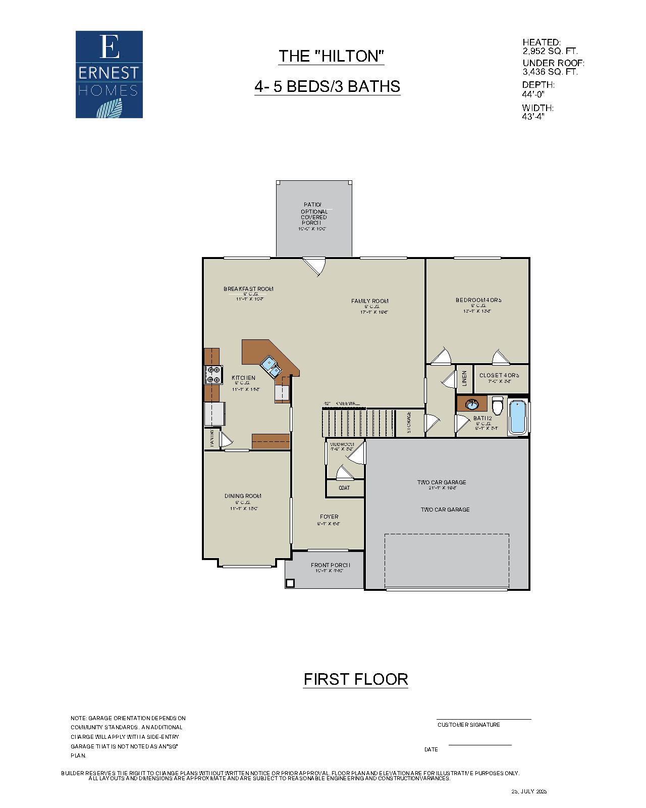 Hilton Floor Plan First Floor Layout | Ernest Homes