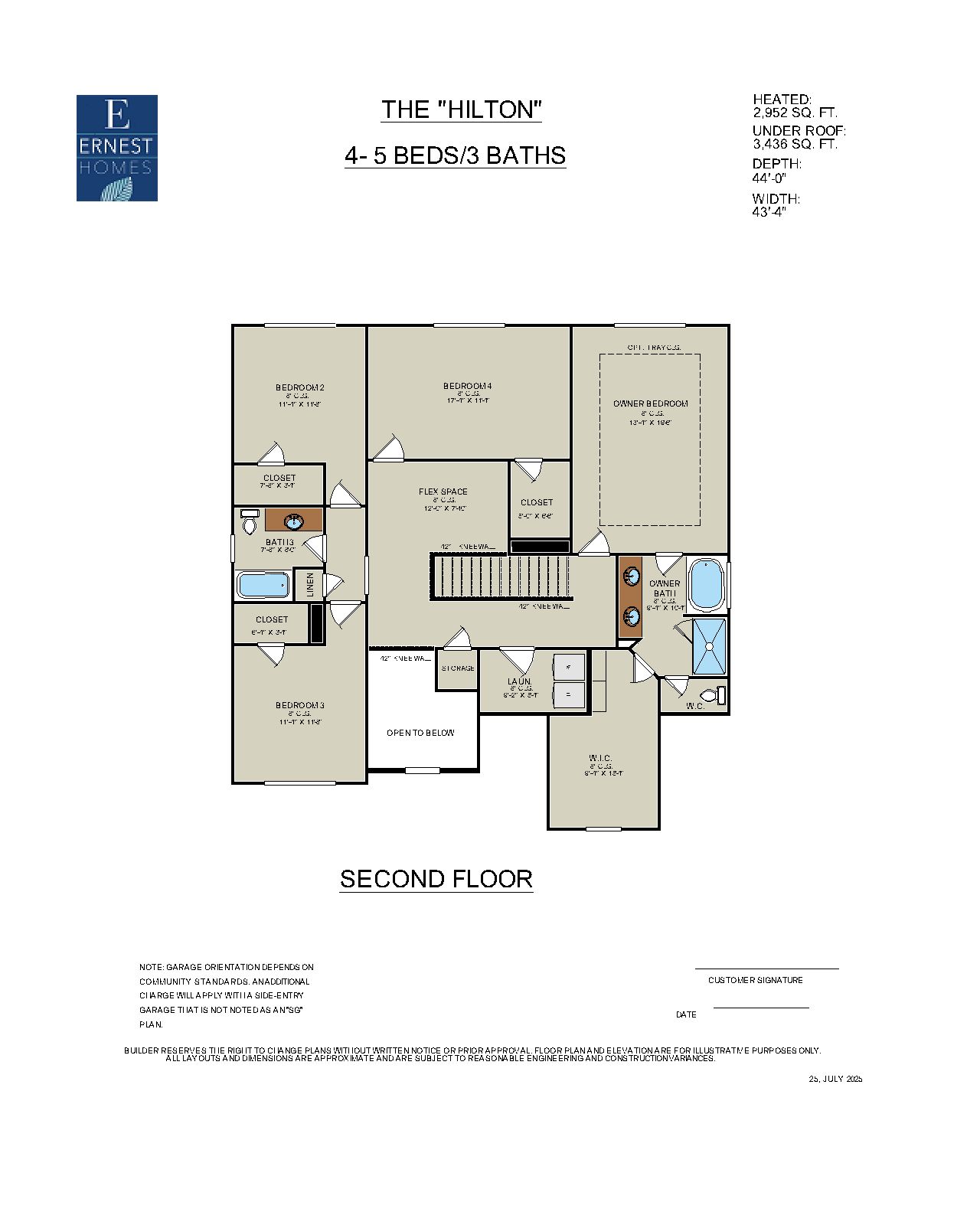 Hilton Floor Plan Second Floor Layout | Ernest Homes