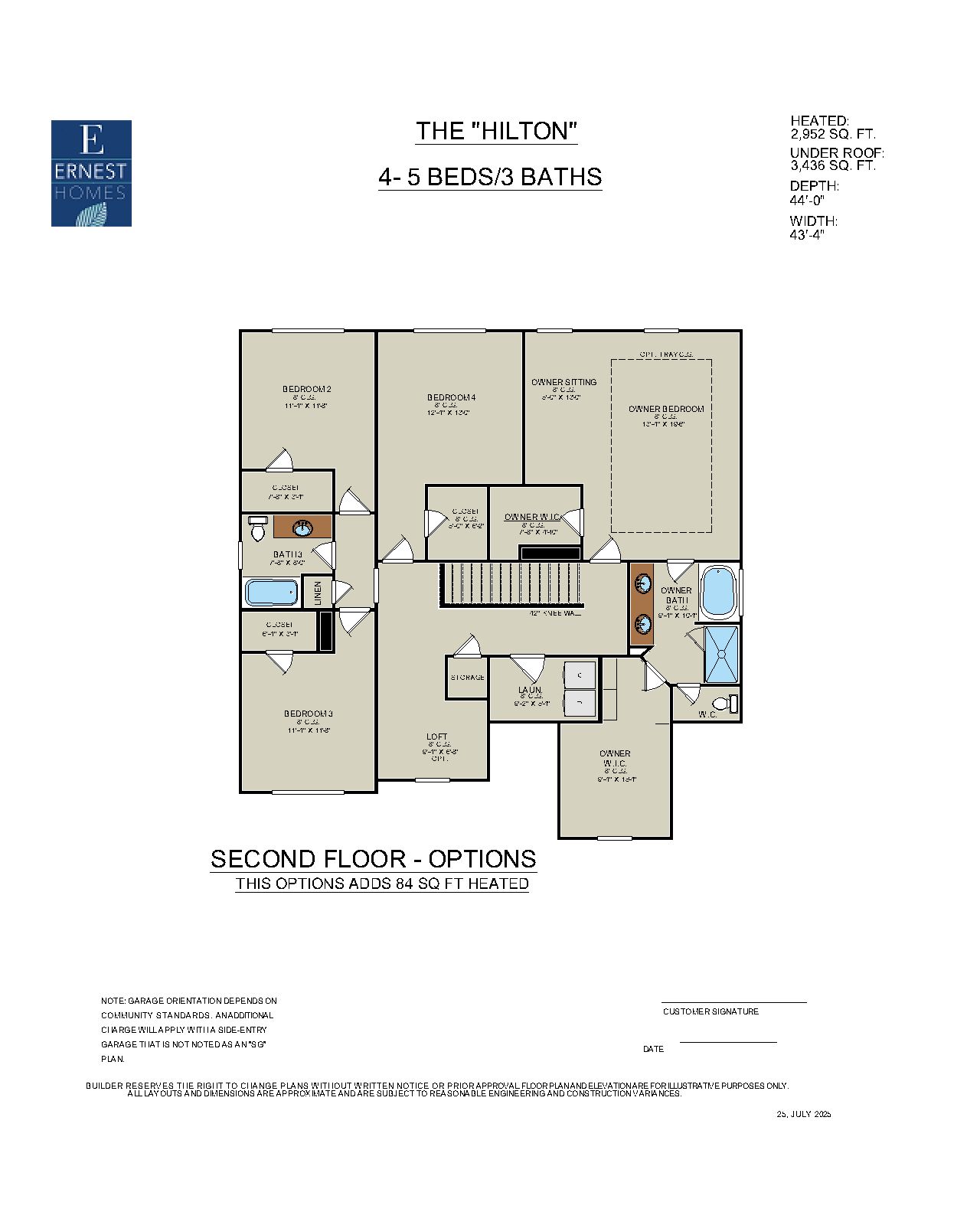 Hilton Floor Plan Second Floor Layout | Ernest Homes