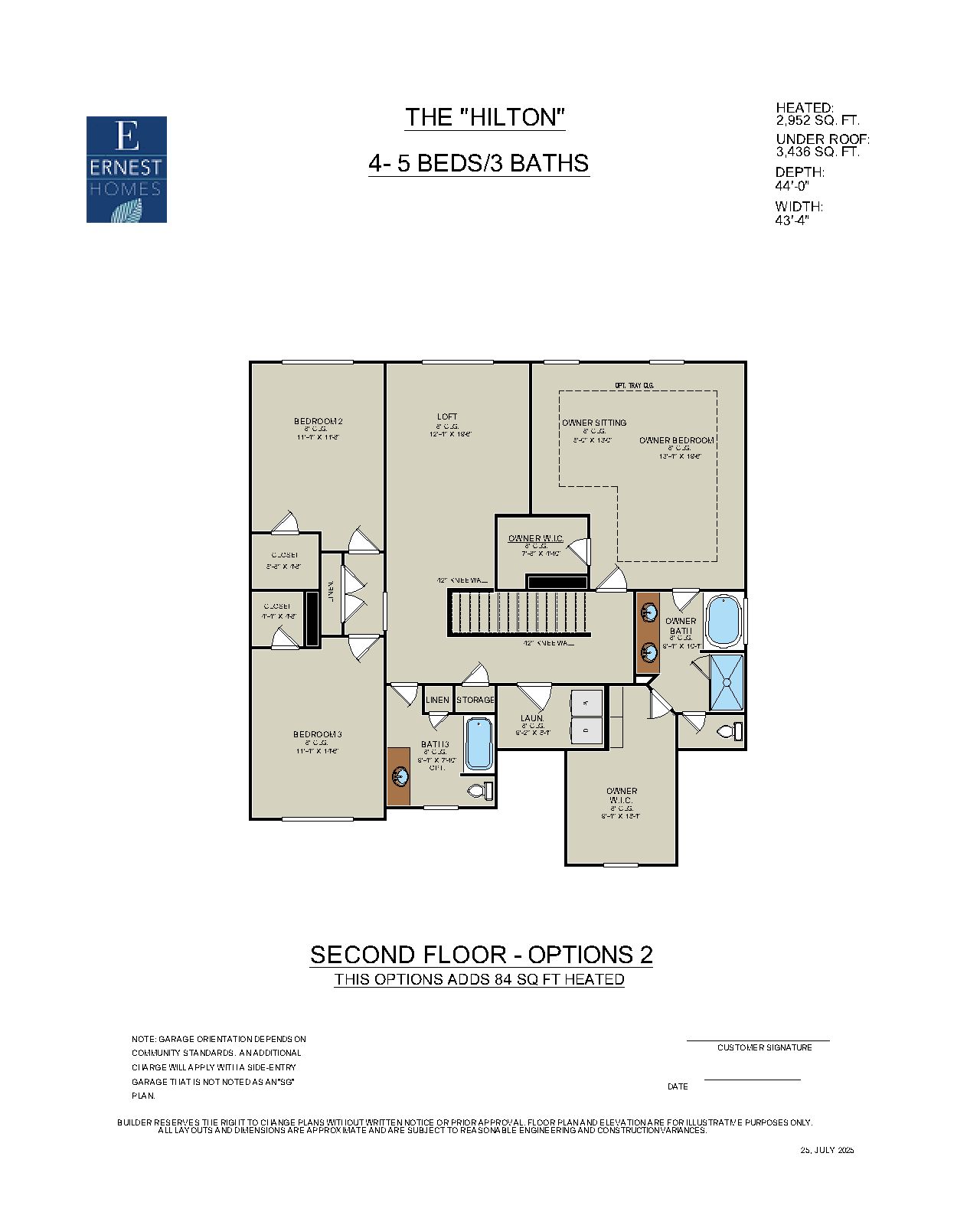 Hilton Floor Plan Second Floor Layout | Ernest Homes