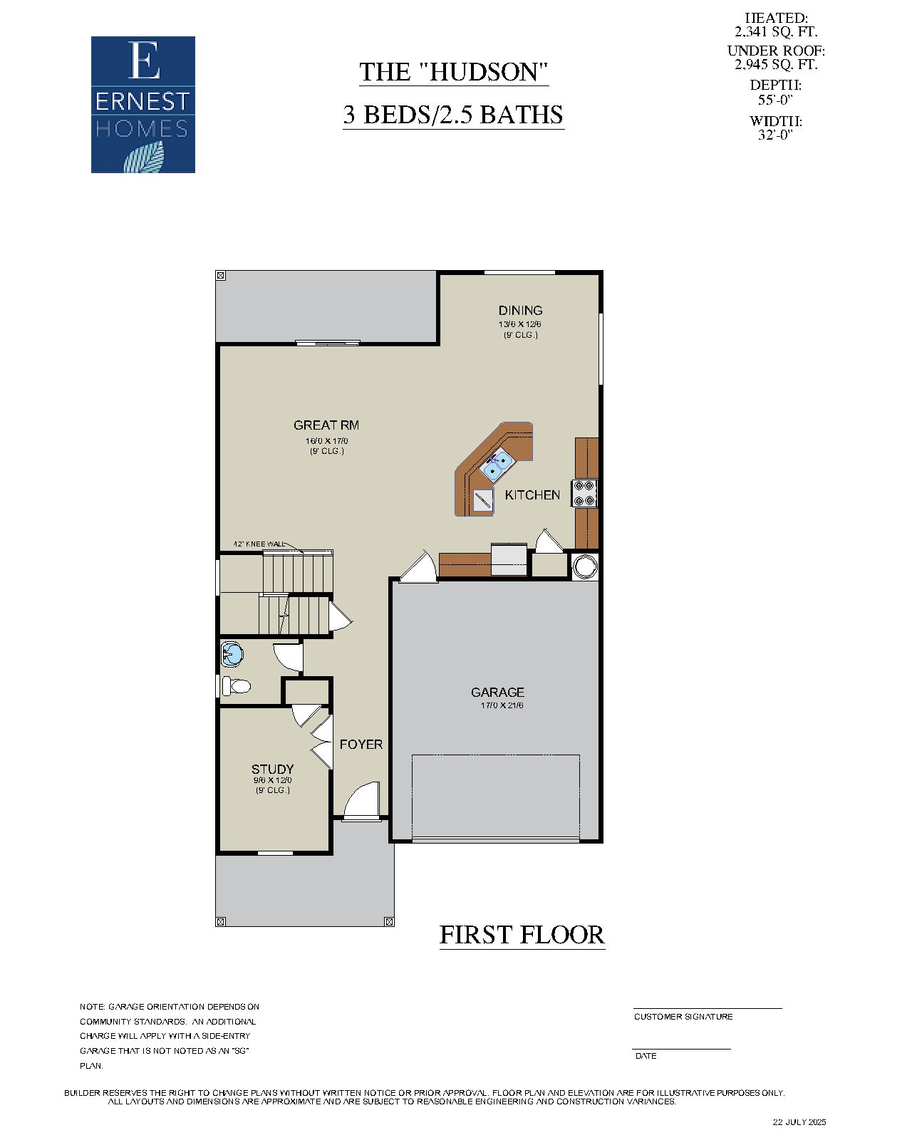 Hudson - Rendering First Floor | Ernest Homes
