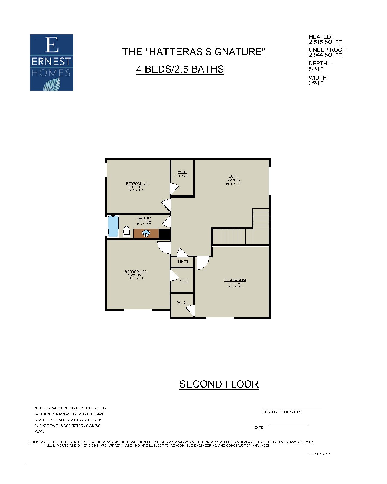 Hatteras Signature - Rendering 2nd  Floor | Ernest Homes