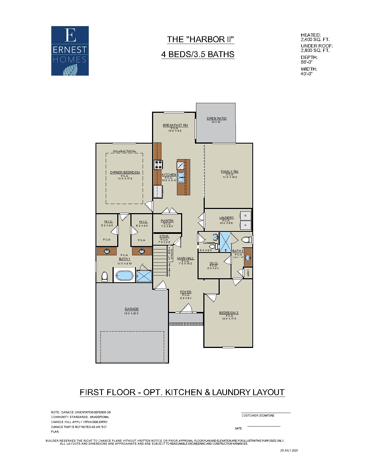 Harbor II – First Floor with Optional Kitchen & Laundry | Ernest Homes