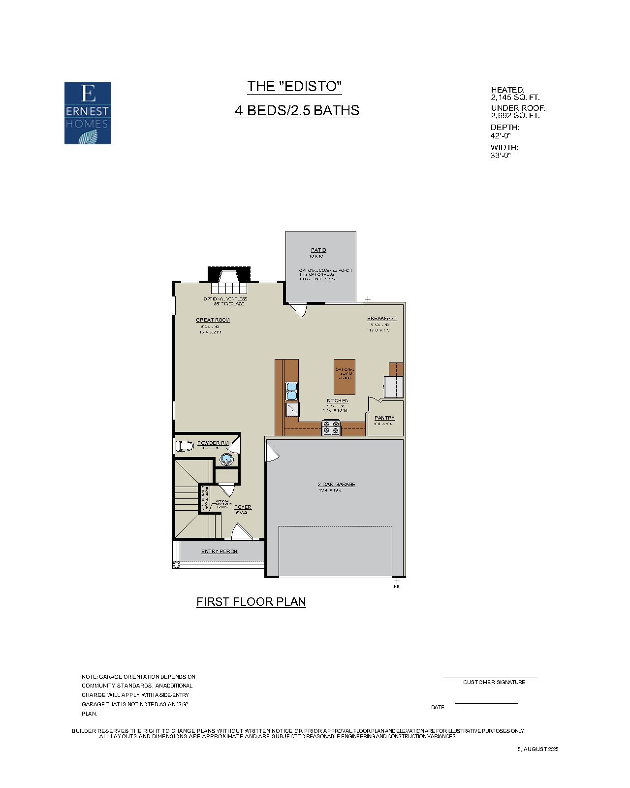 Edisto Floor Plan First Floor Layout | Ernest Homes