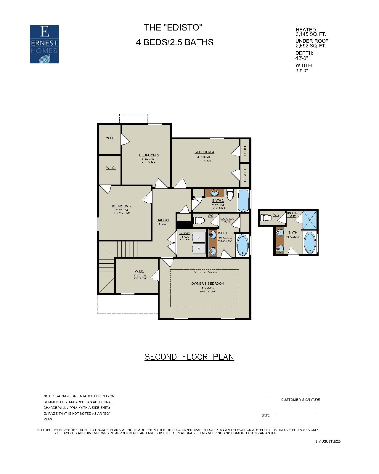 Edisto – Second Floor Plan | Ernest Homes