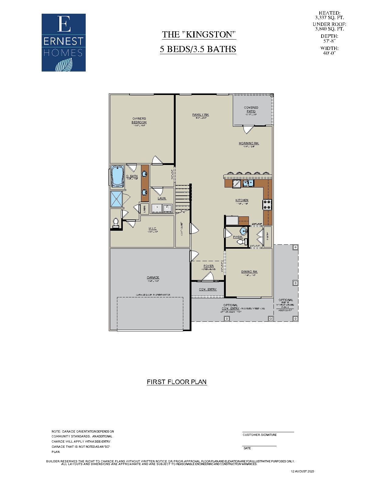 Kingston Floor Plan First Floor Layout | Ernest Homes