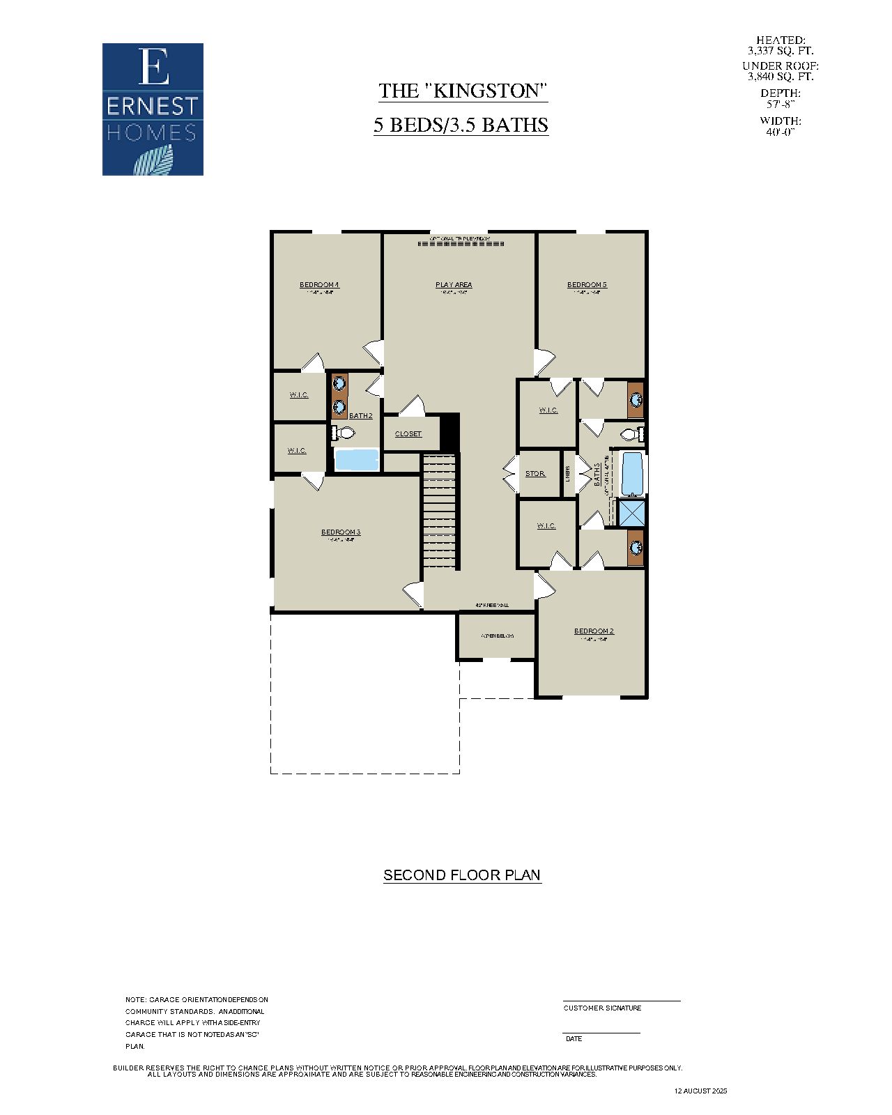 Kingston Floor Plan Second Floor Layout | Ernest Homes
