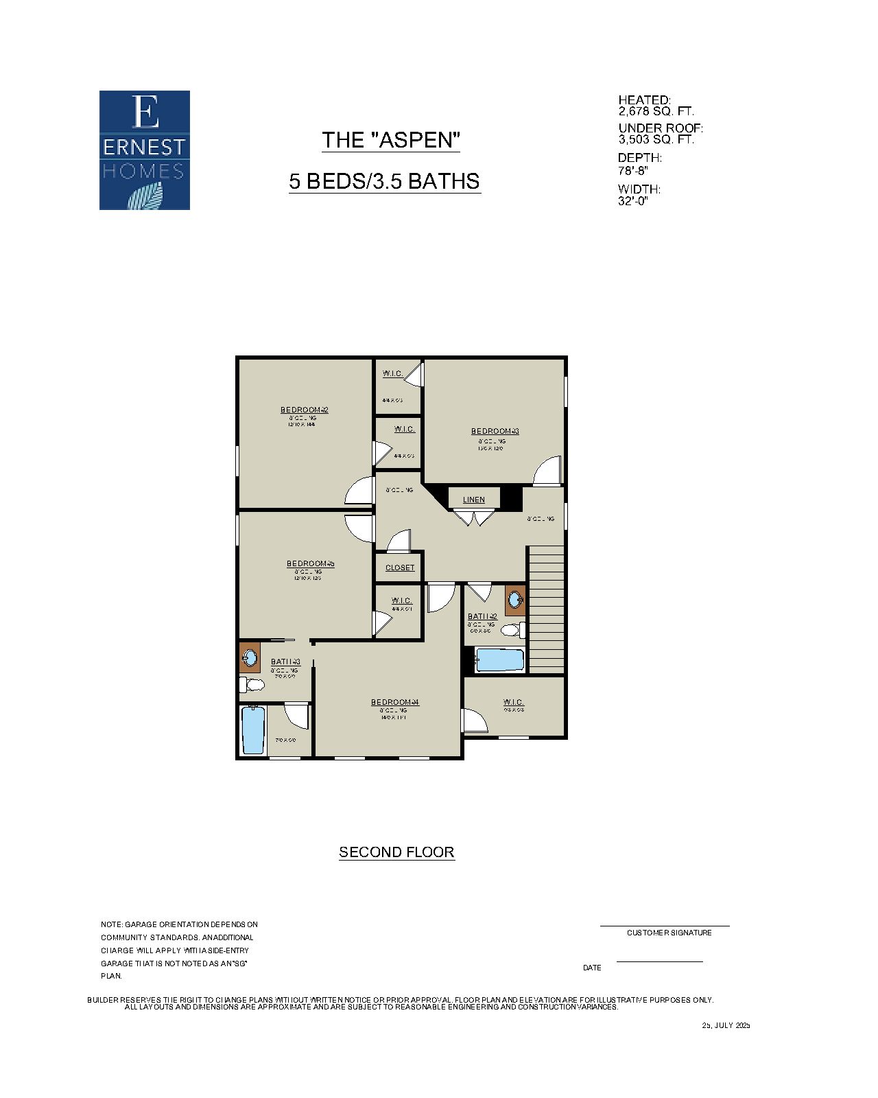Aspen Plan Second Floor - 4 Bedrooms with Walk-in Closets