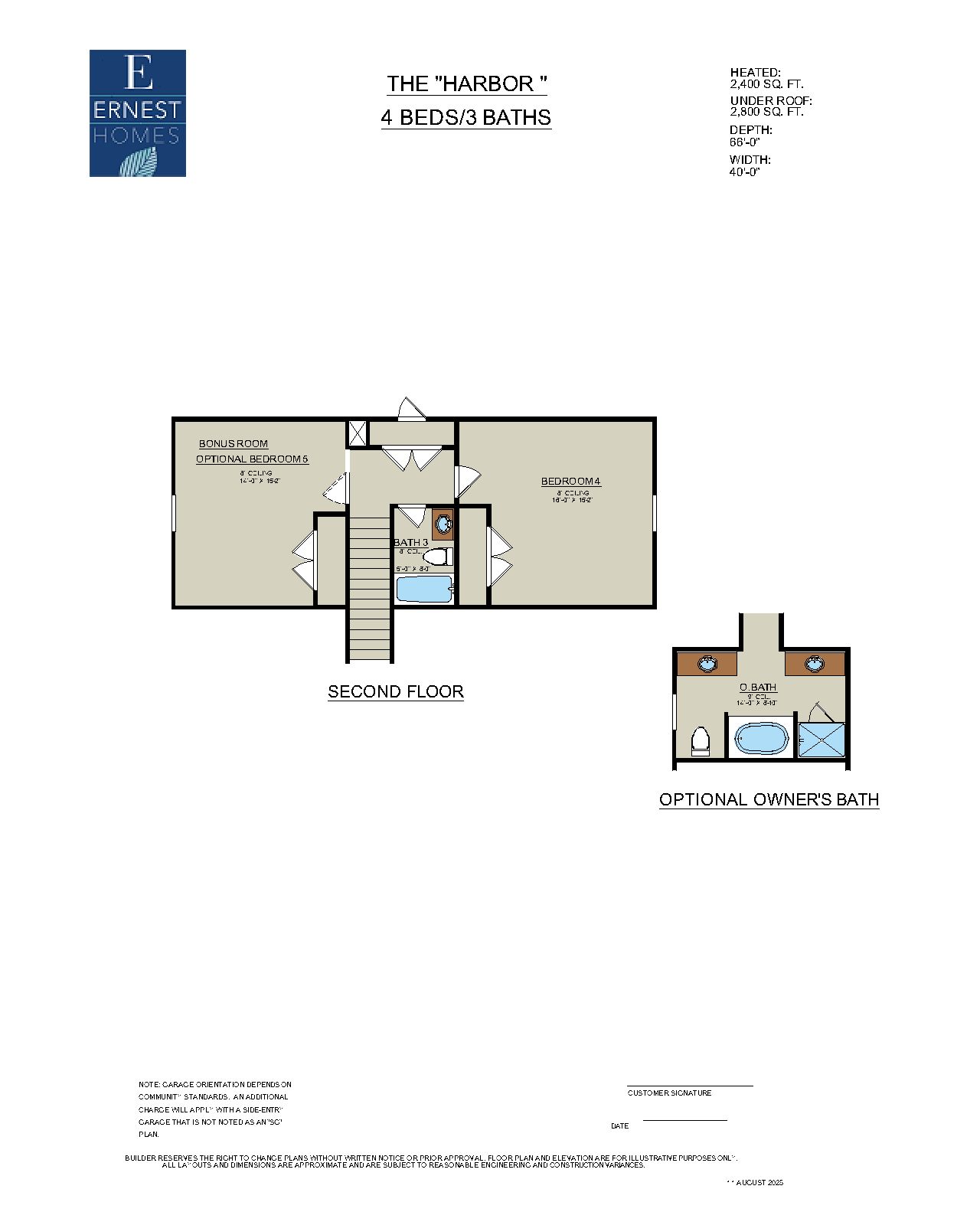 Harbor – Second Floor Plan | Ernest Homes