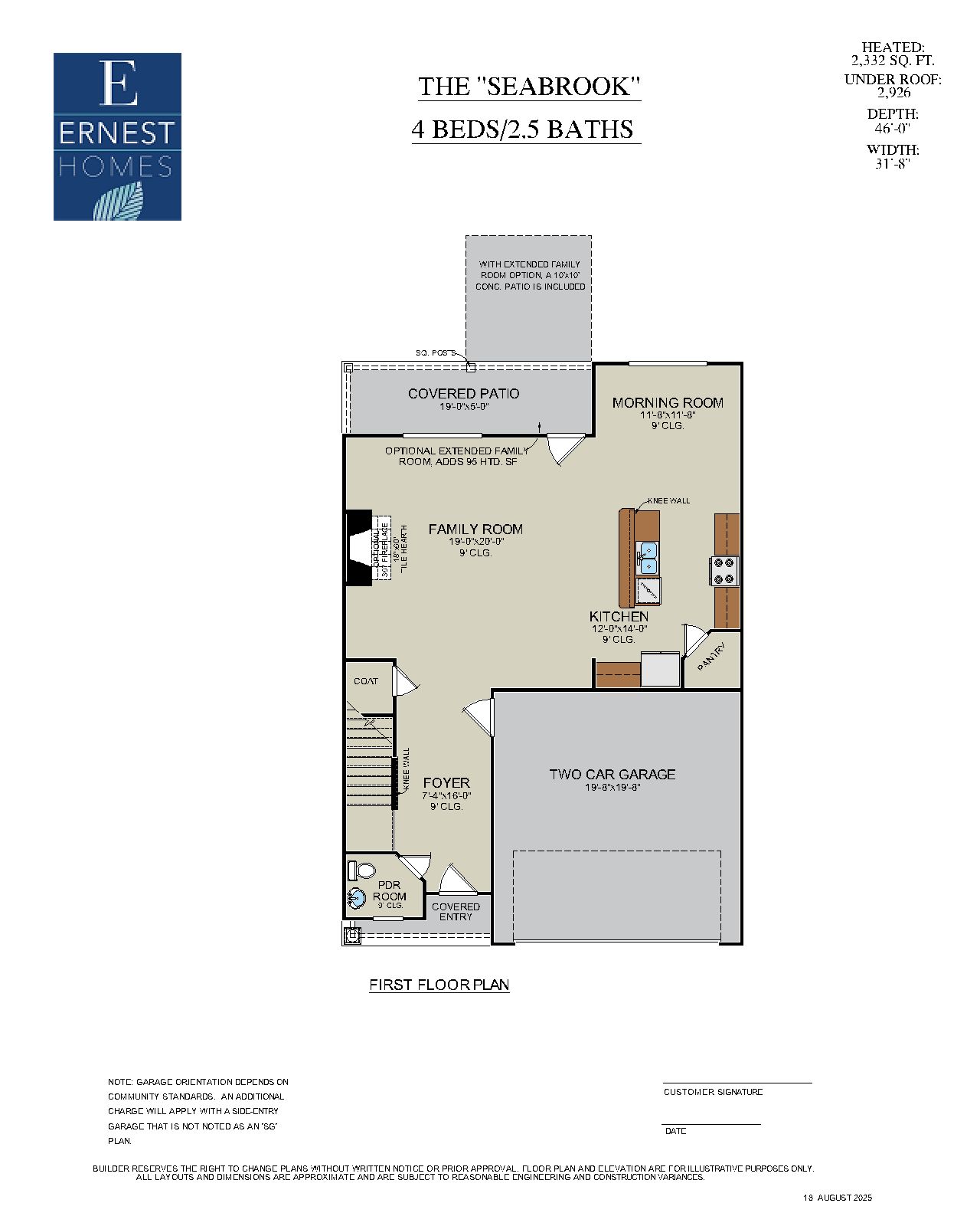 Seabrook Floor Plan First Floor Layout | Ernest Homes