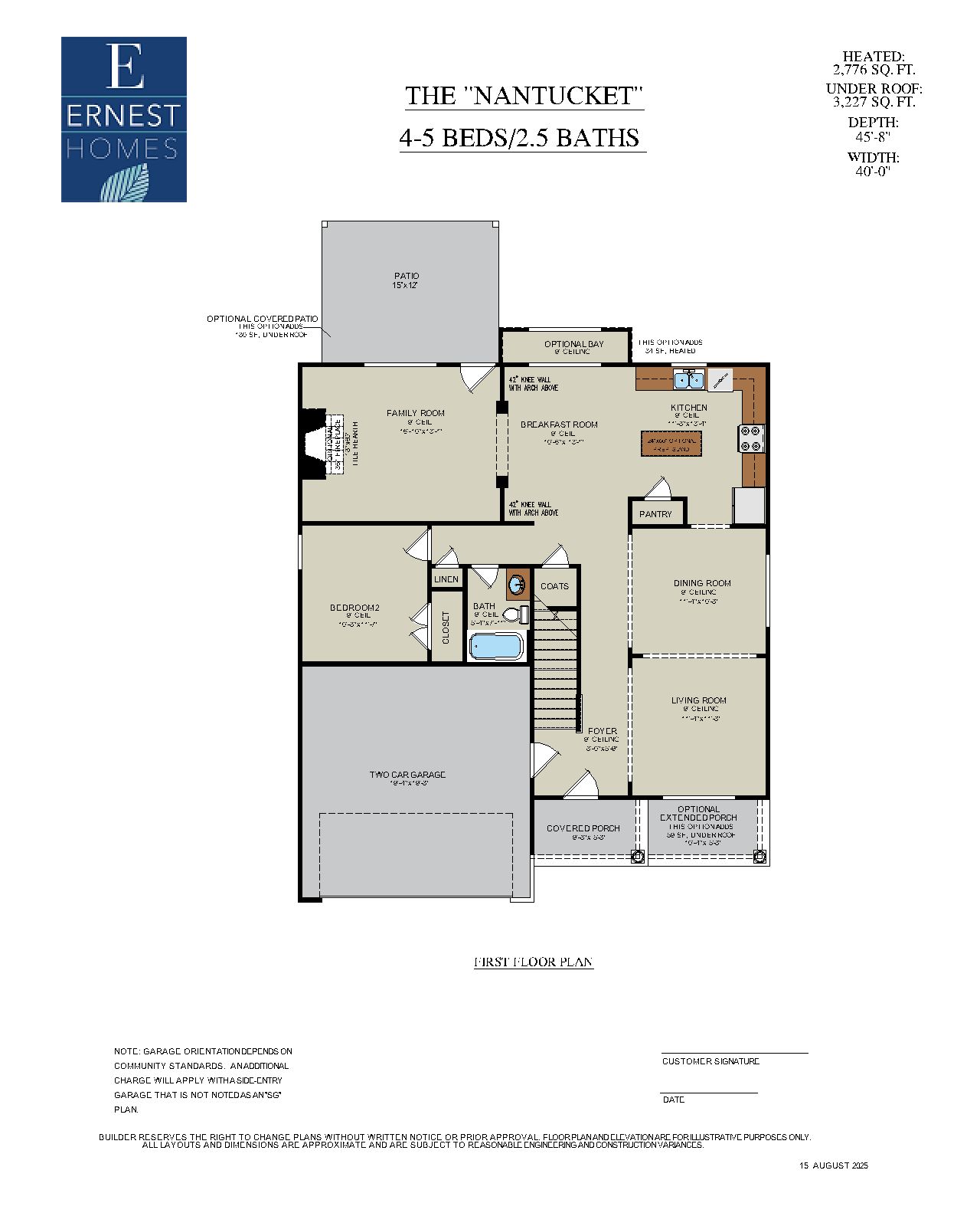 Nantucket Floor Plan First Floor Layout | Ernest Homes