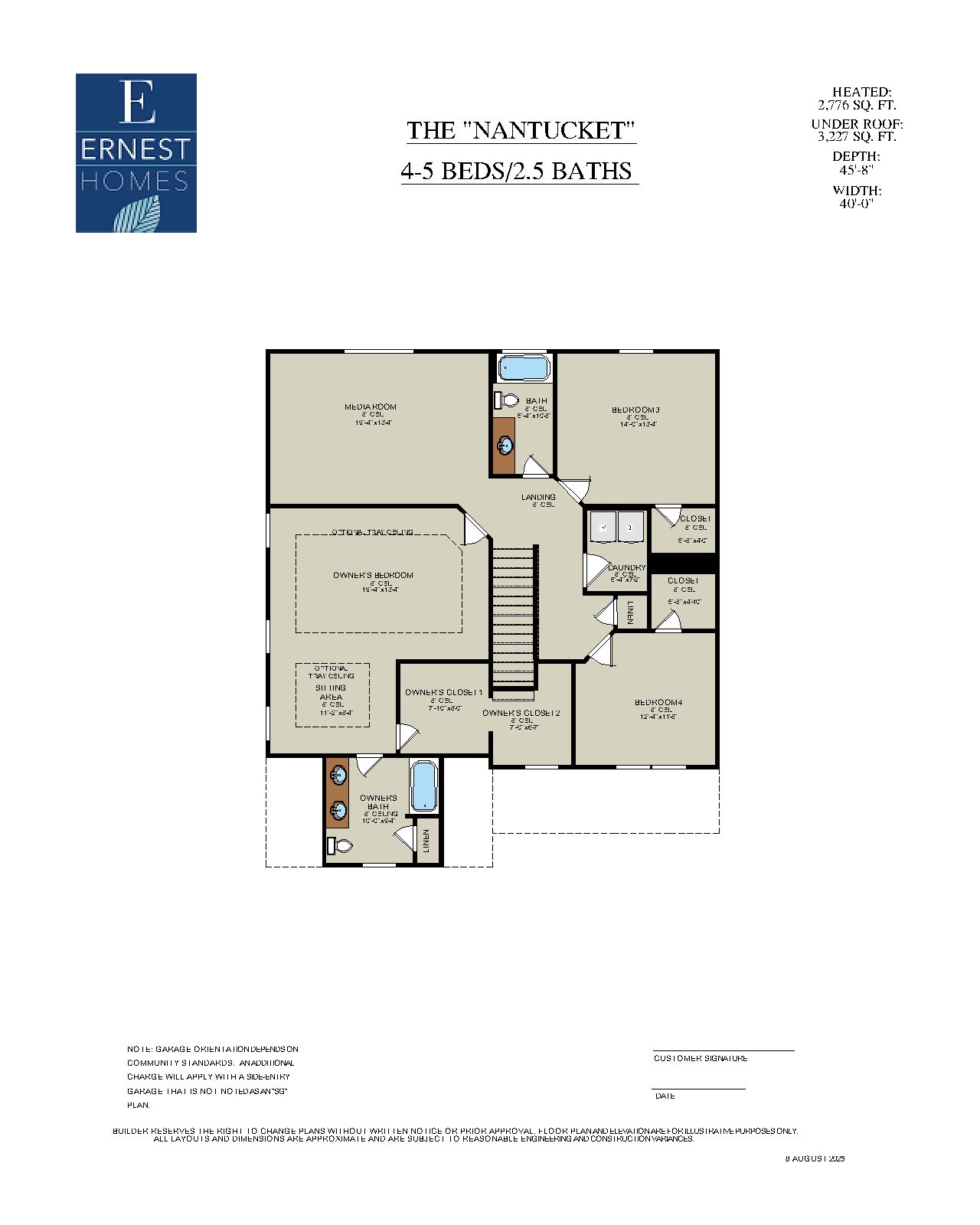 Nantucket – Second Floor Plan | Ernest Homes