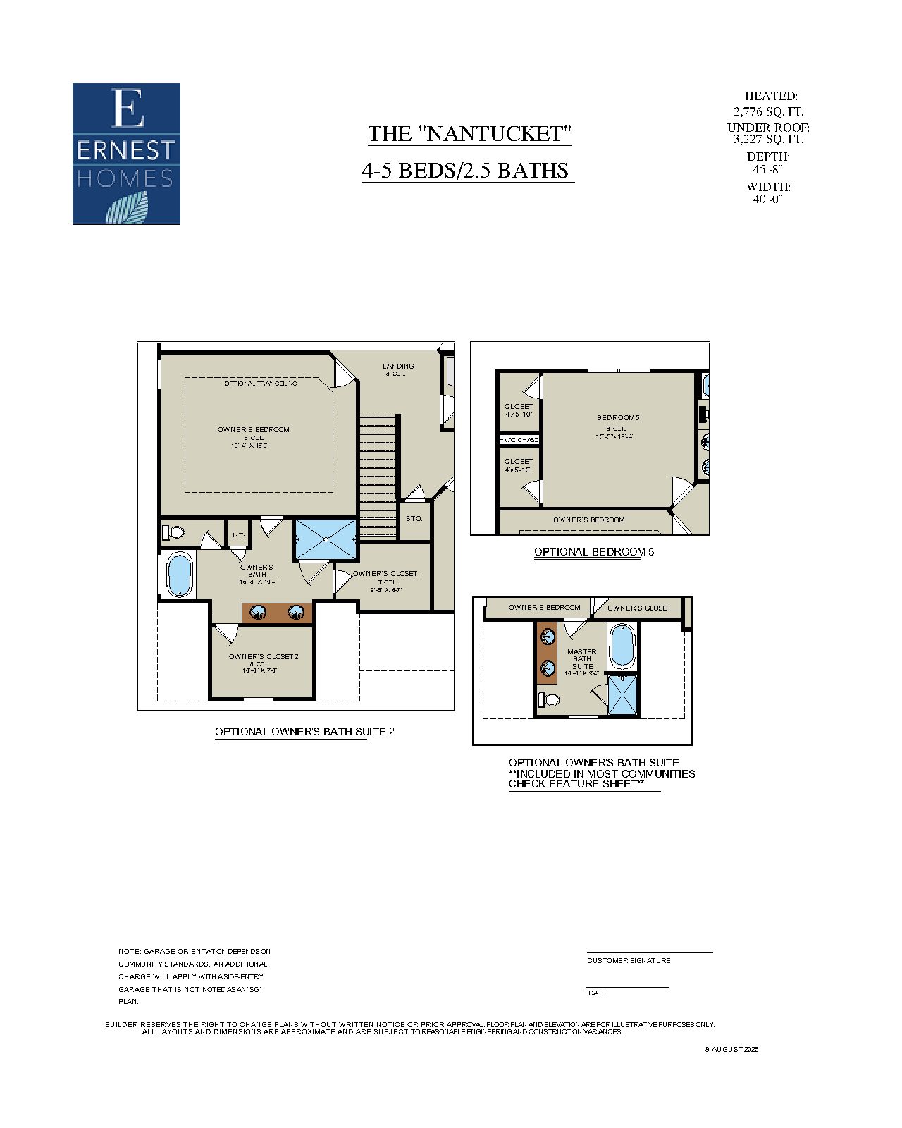 Nantucket – Second Floor Options | Ernest Homes