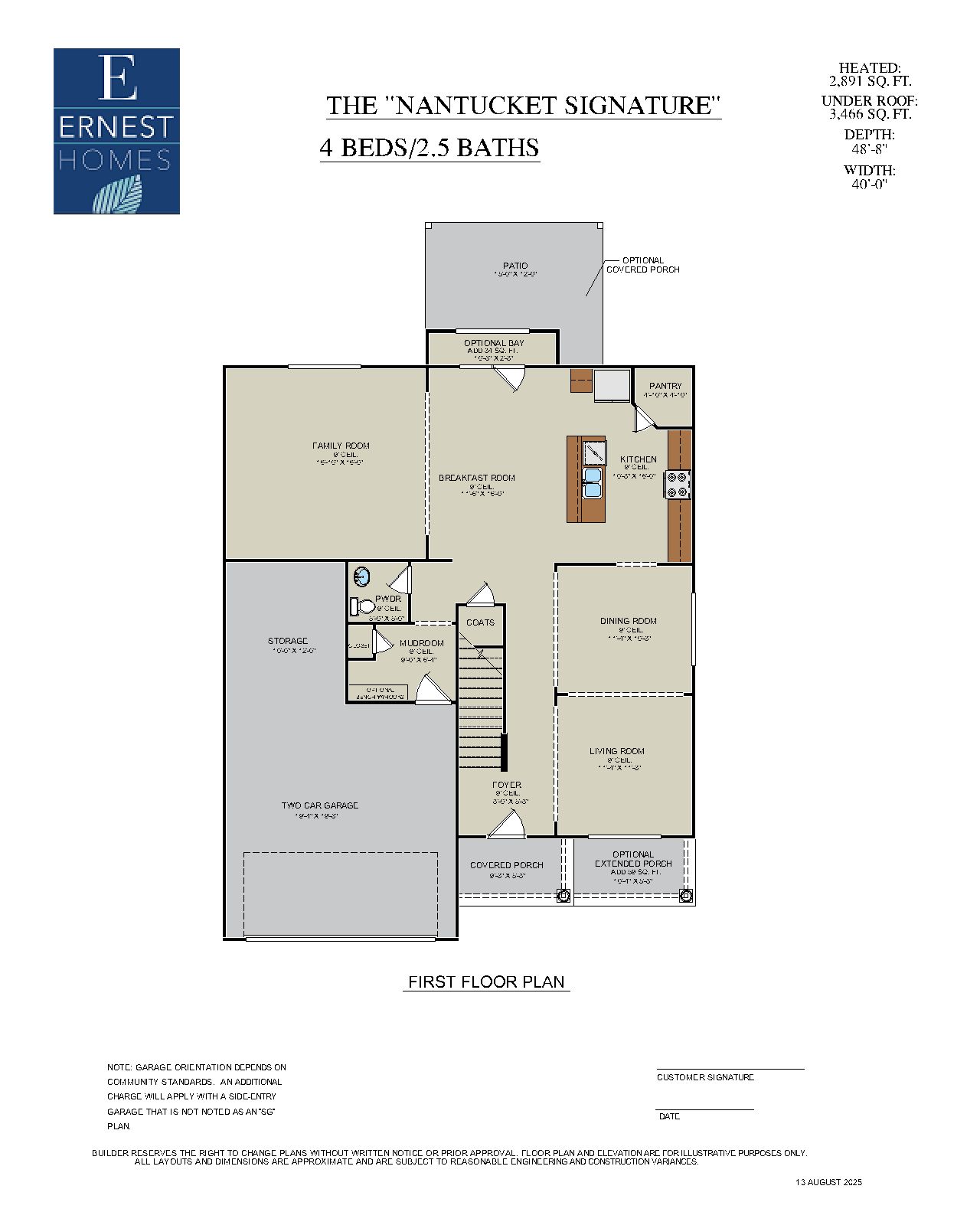 Nantucket Signature Floor Plan First Floor Layout | Ernest Homes