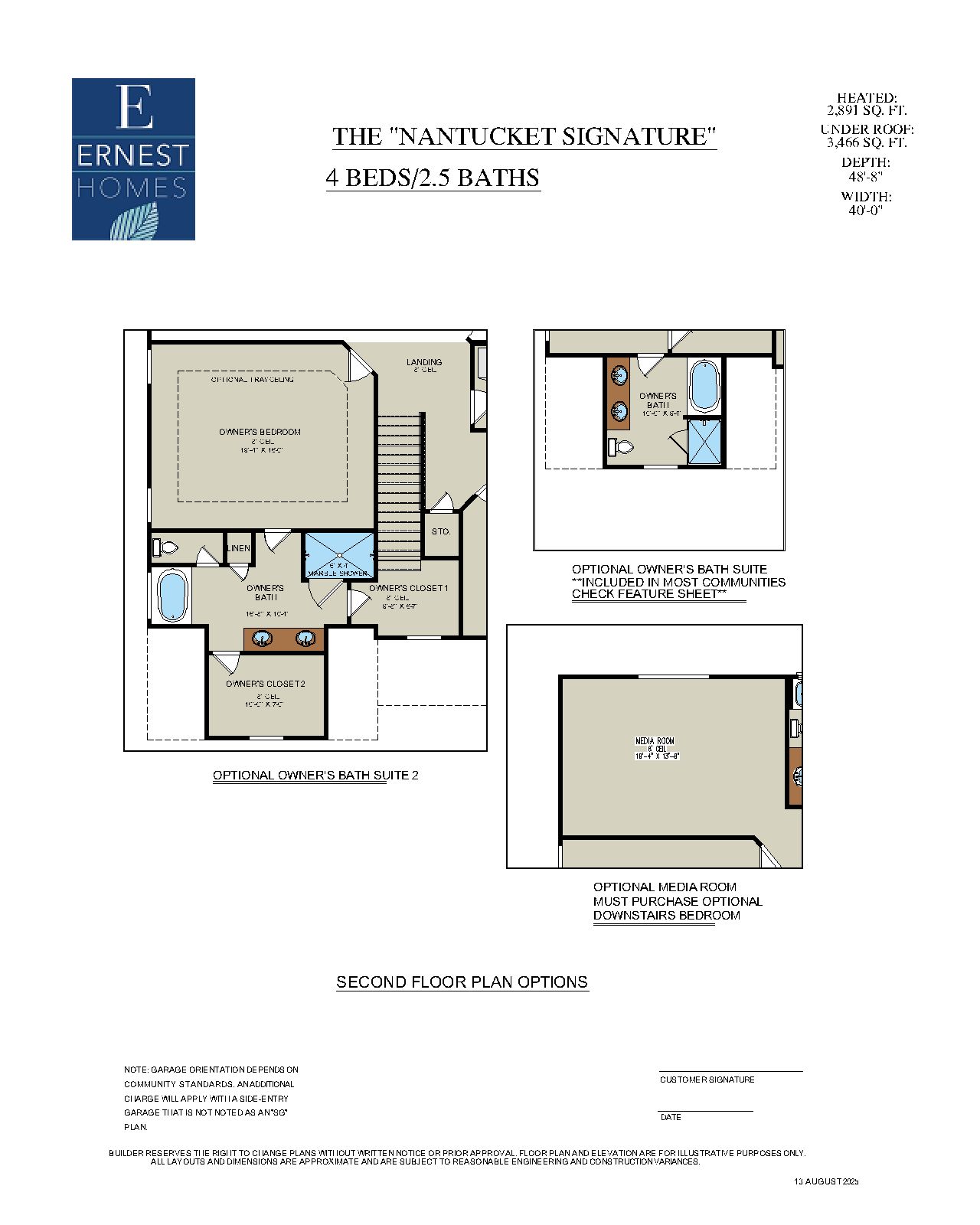Nantucket Signature – Second Floor Optional Plan | Ernest Homes