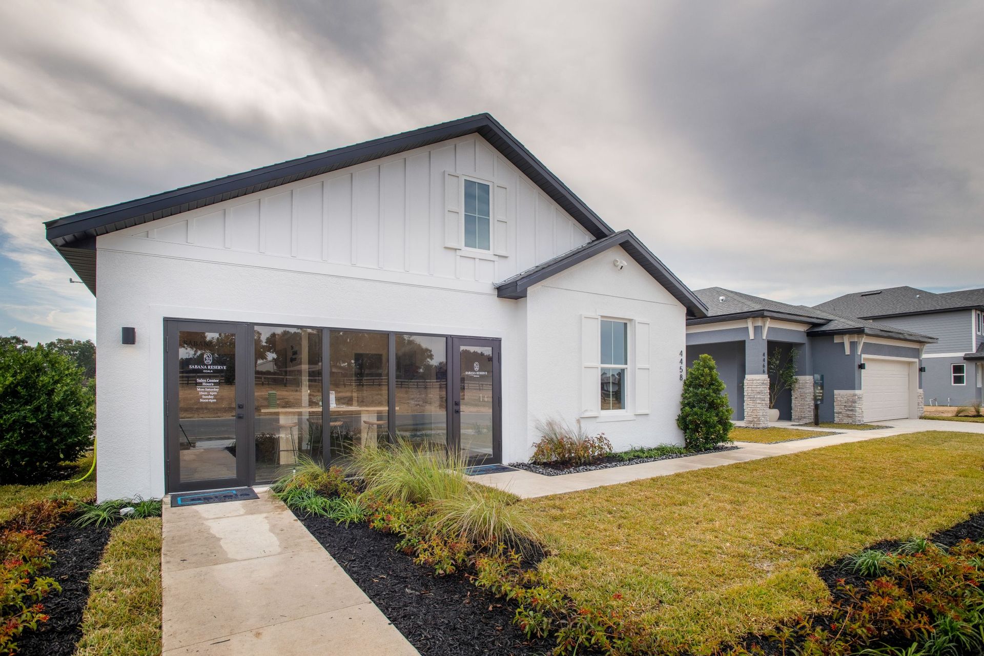 The Palomino’s inviting exterior showcases clean architectural lines, modern detailing, and beautiful curb appeal within the Sabana Reserve community.