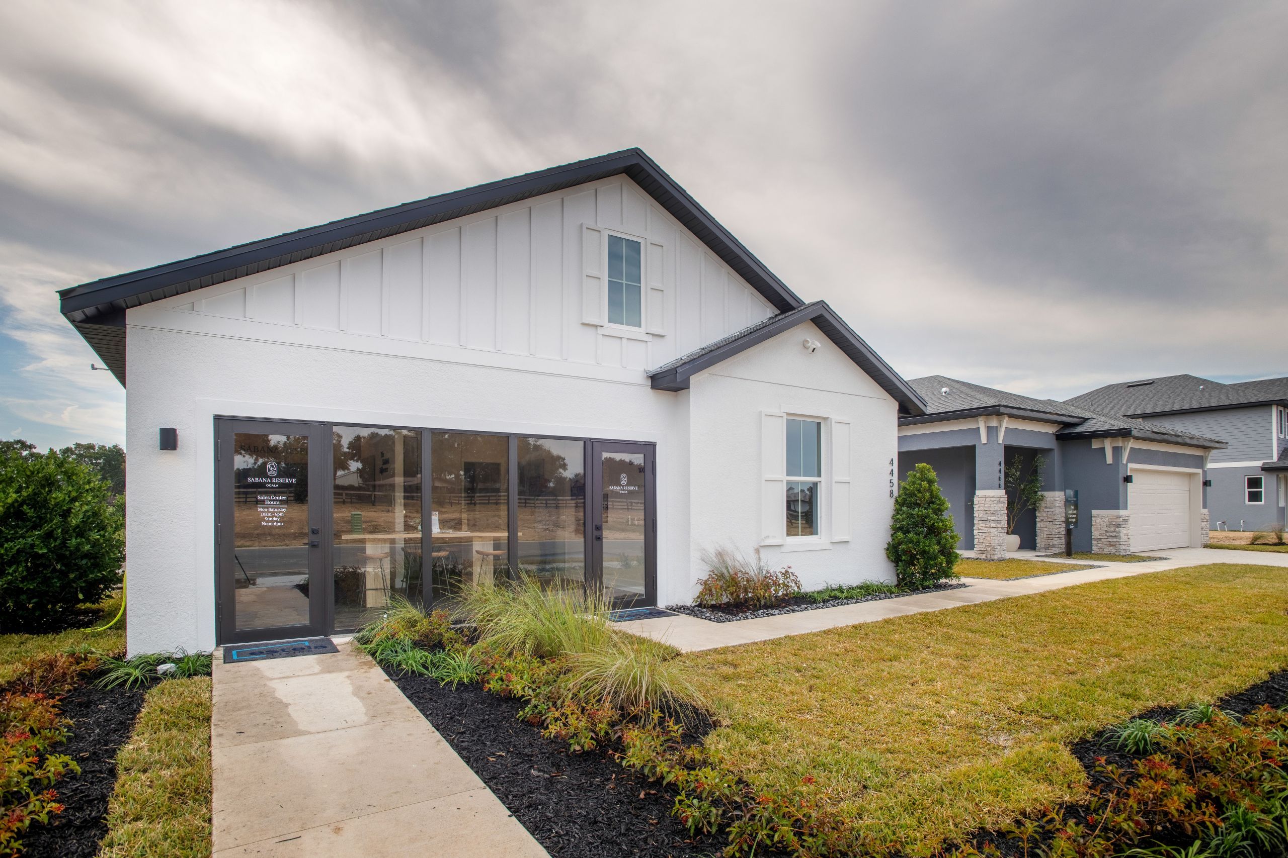 The Palomino’s inviting exterior showcases clean architectural lines, modern detailing, and beautiful curb appeal within the Sabana Reserve community.