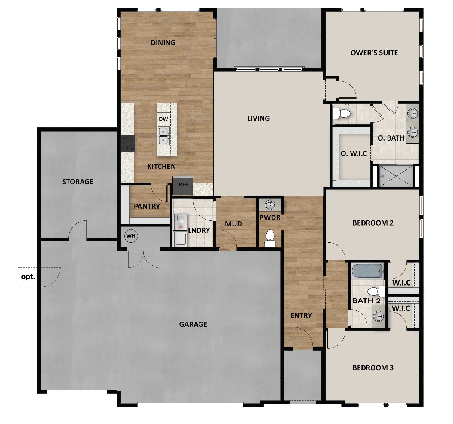 3 Car Garage Storage Room Option