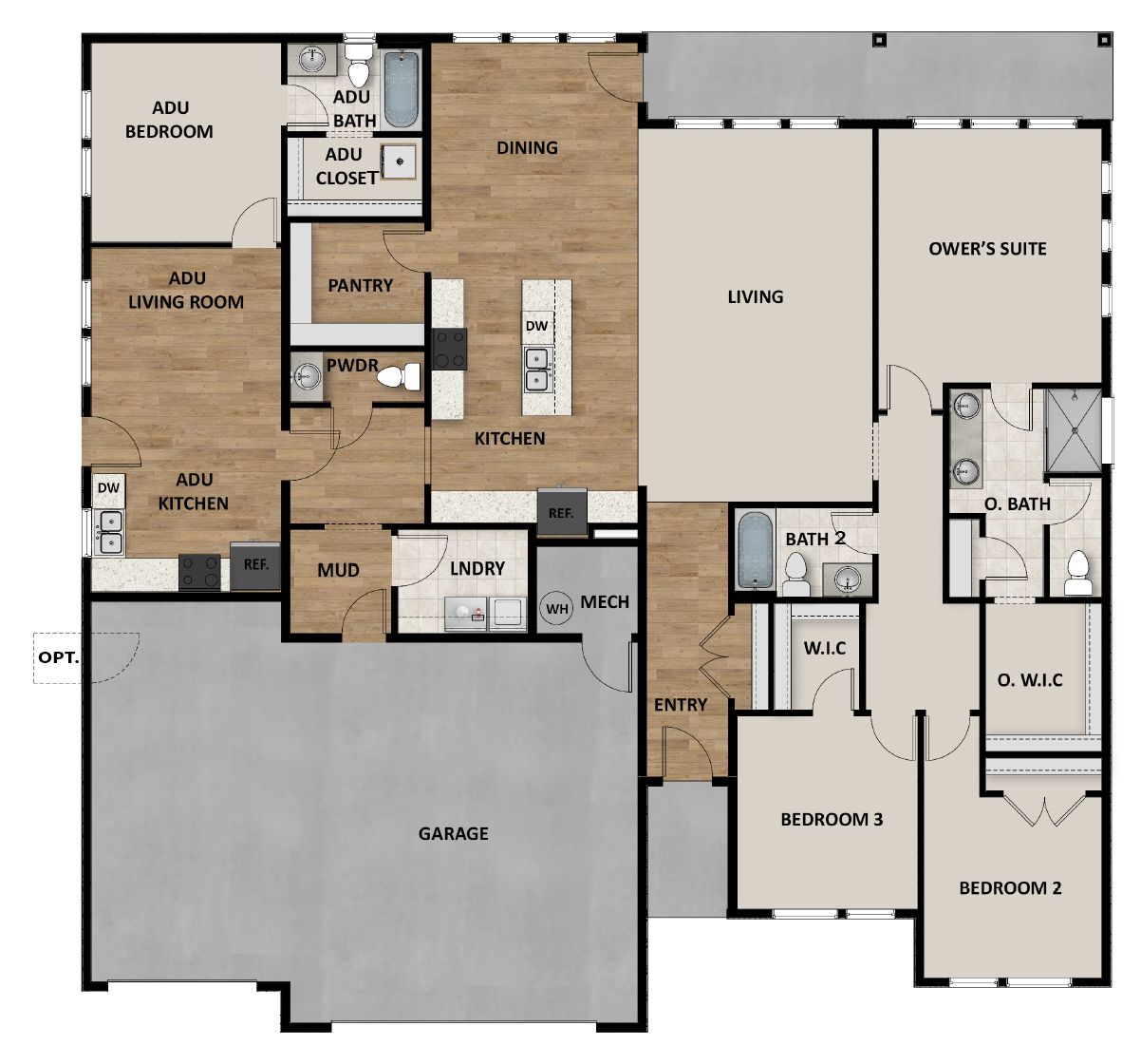 3 Car Garage With ADU Option