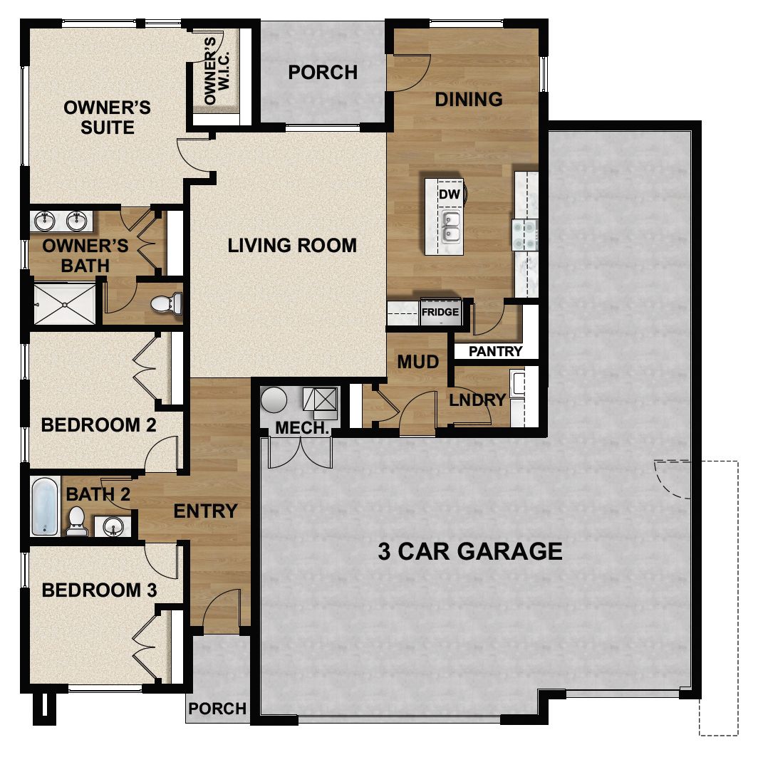 3 Car Garage Extended