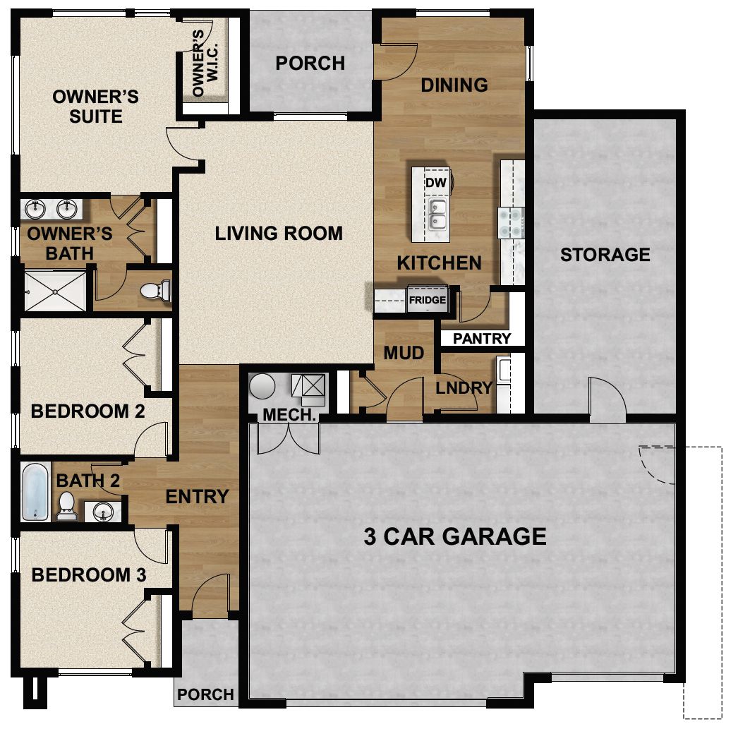 3 Car Garage With Storage