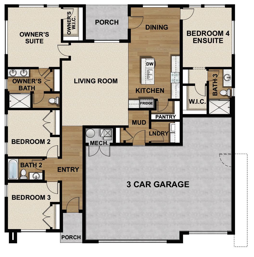 3 Car Garage With Ensuite Option