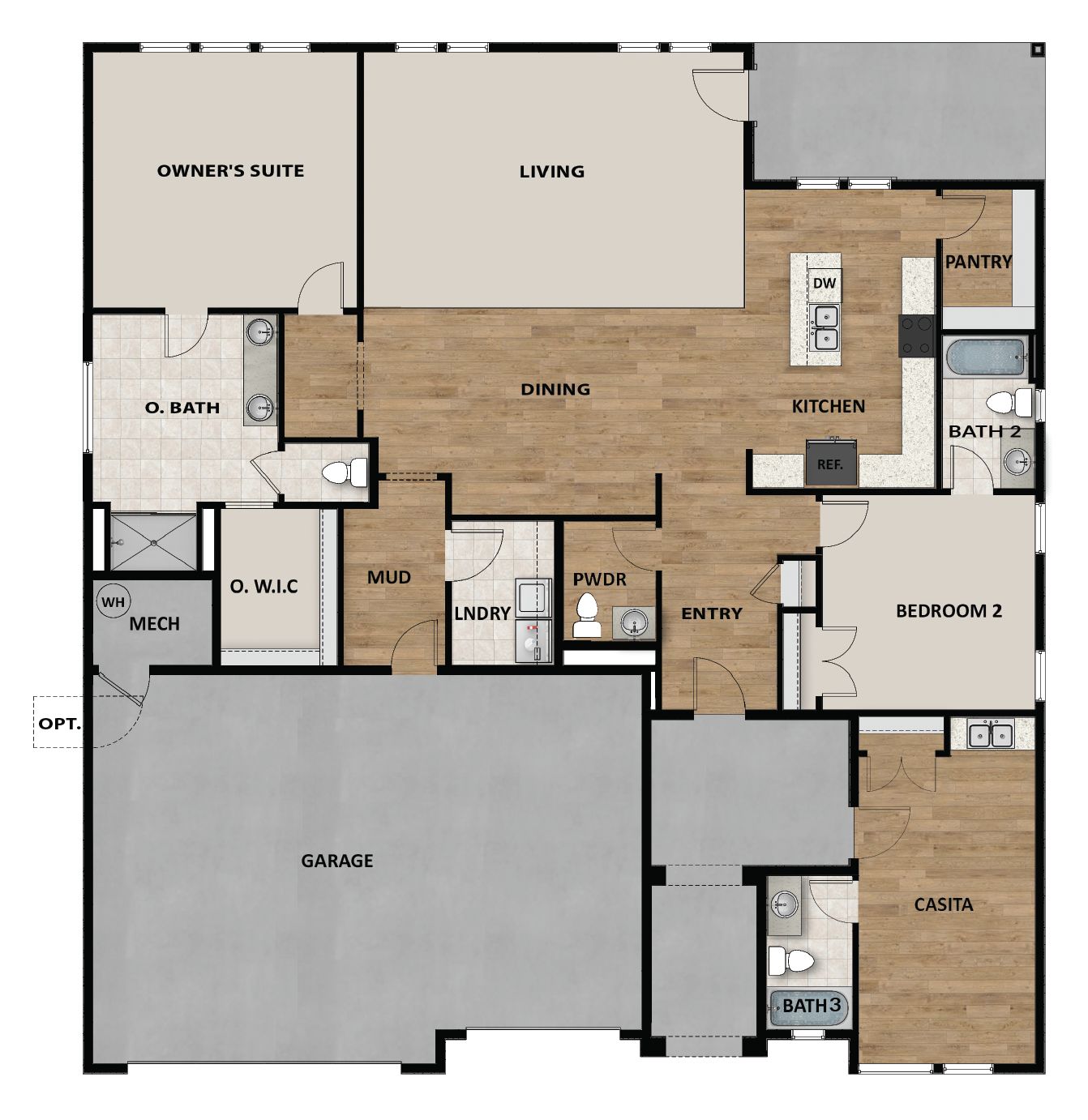 3 Car Garage With Casita Option