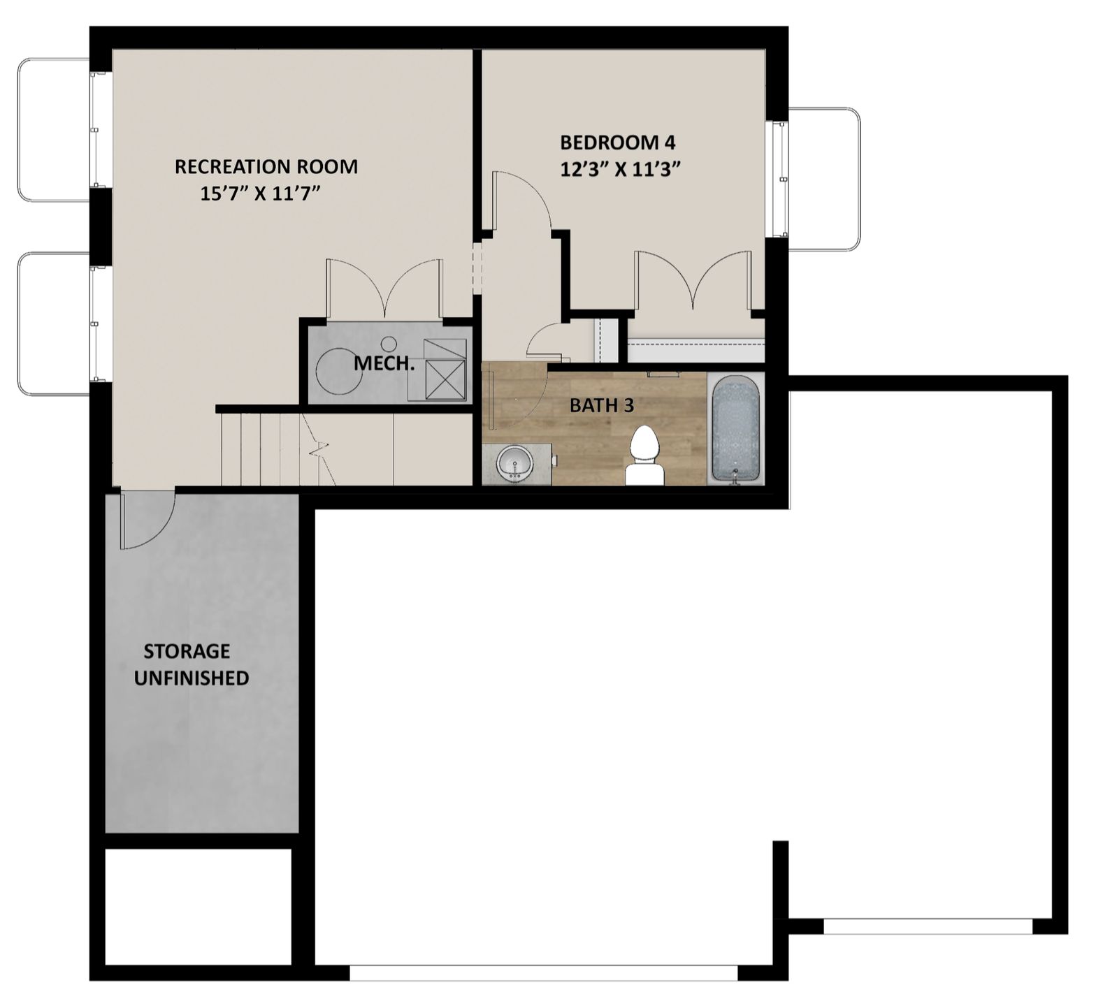 OPTIONAL FINISHED BASEMENT WITH BEDROOM 4