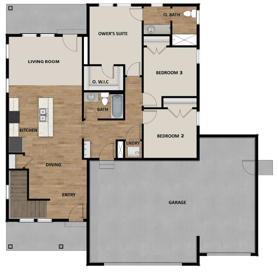 3 Car Garage Option