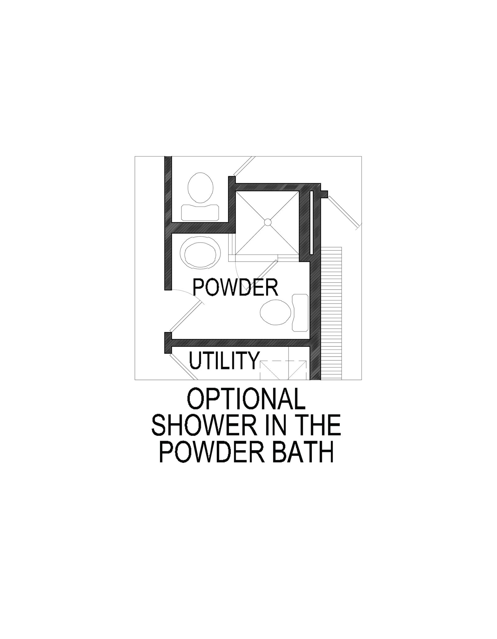 Floor plan showing optional shower in powder bath.