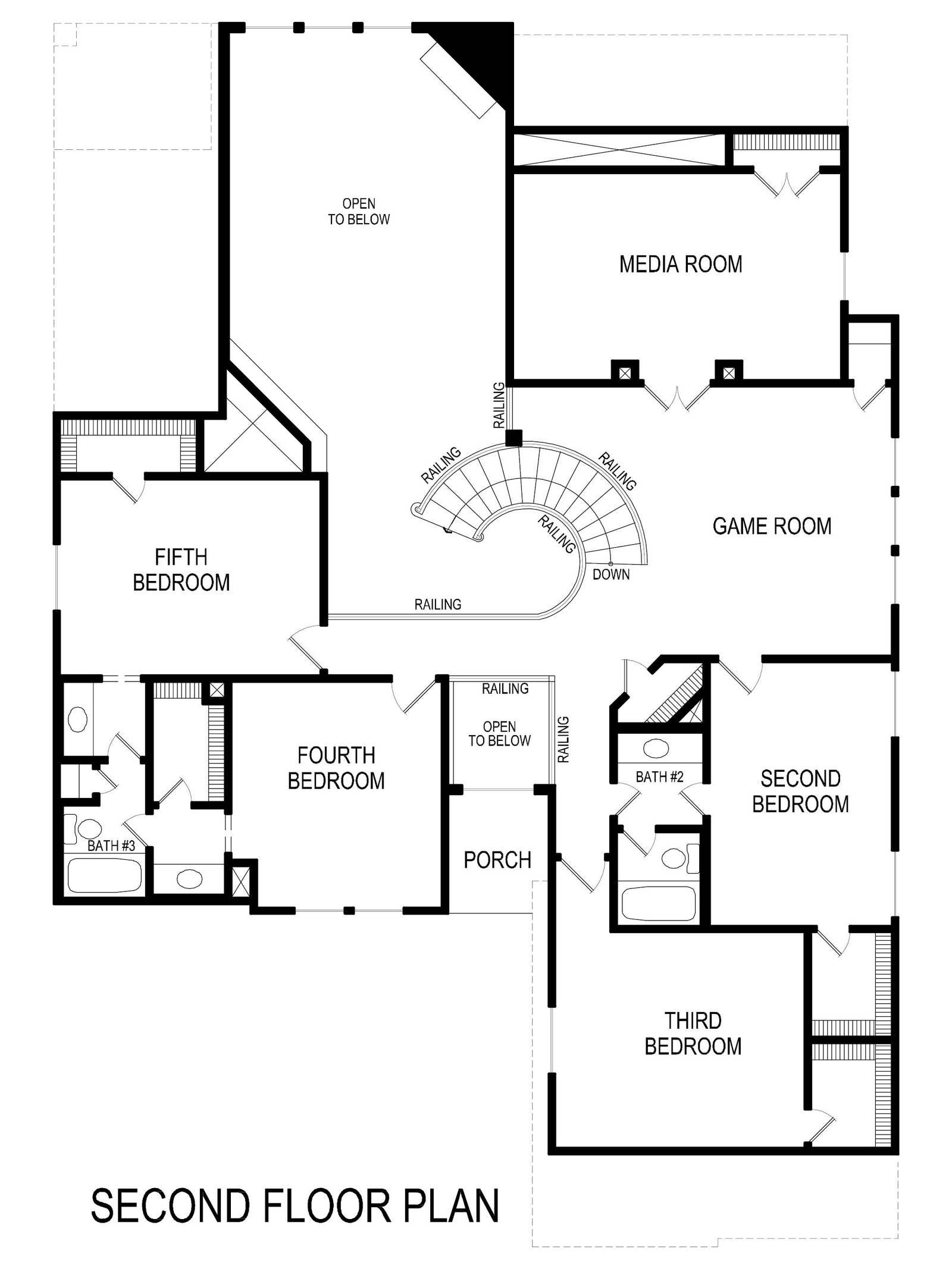 Brentwood 3FSW w/Media Second Floor Plan