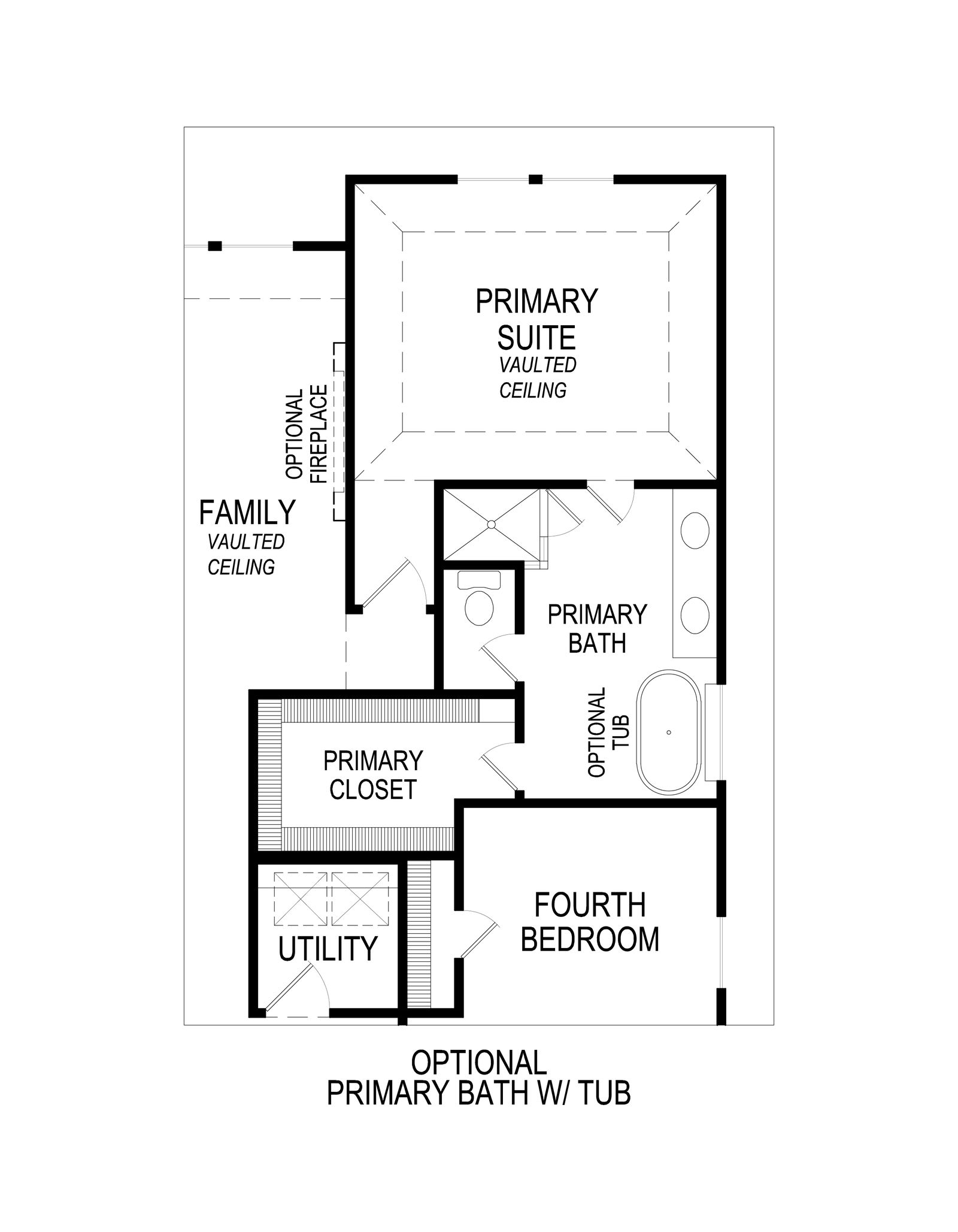 Floor plan of Monroe Select 2F with primary suite and optional bath.