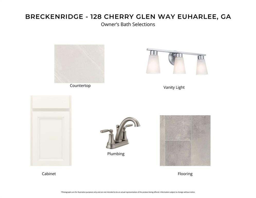 Marketing Material. Depicting kitchen selections for the property located at 128 Cherry Glen Way, Euharlee, GA