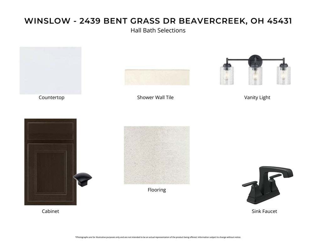 Hall bath selections featuring elegant dark cabine