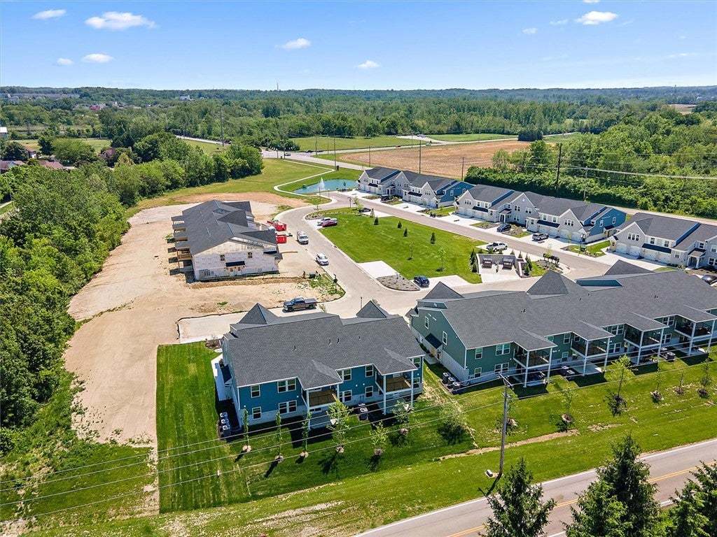 An aerial perspective reveals a developing communi