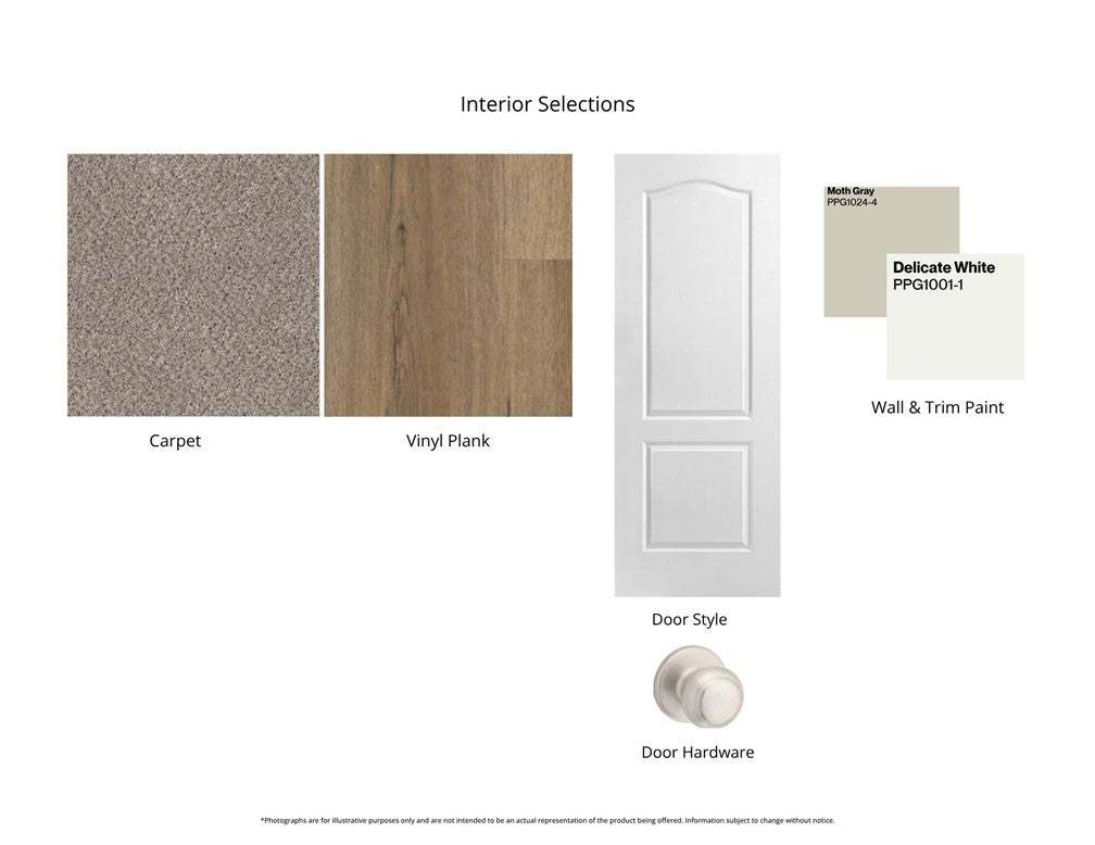 These interior selections showcase carpet, vinyl p