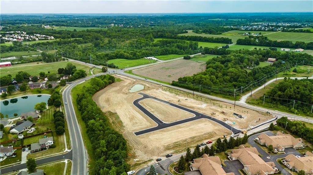 This aerial view showcases a vibrant community wit
