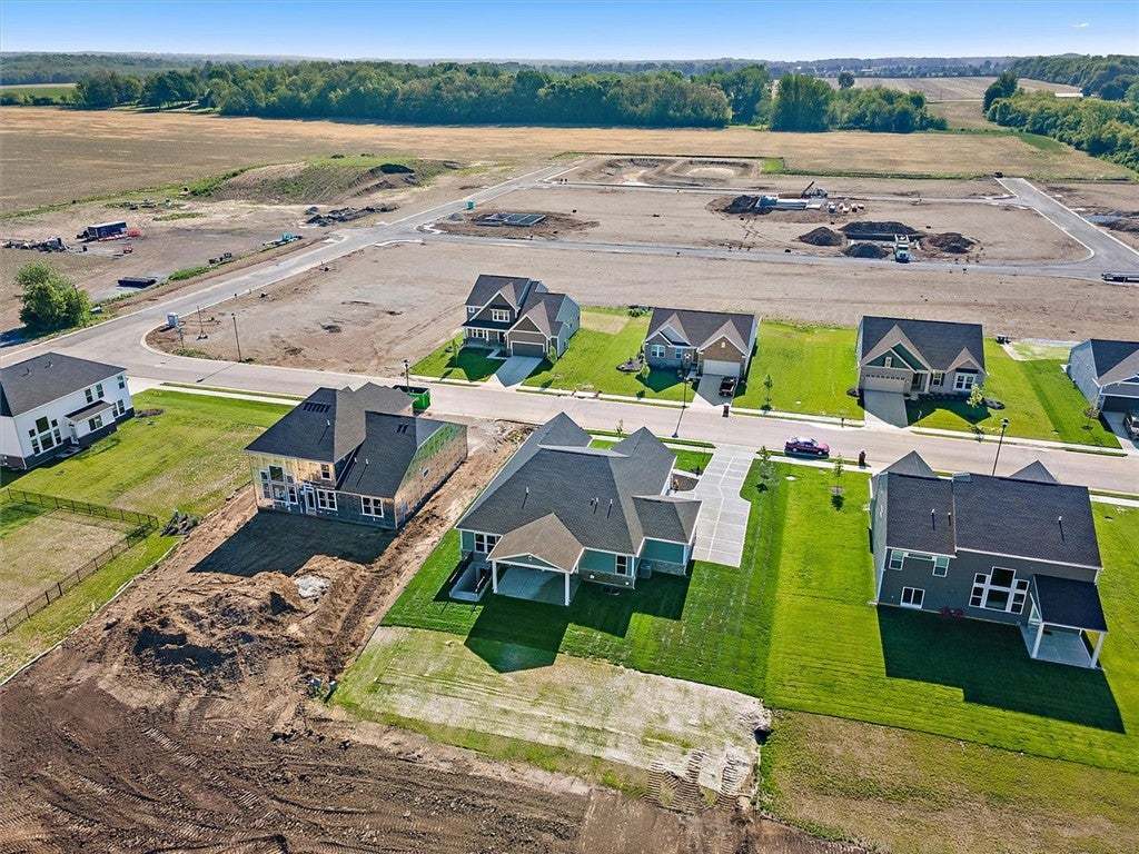 An aerial perspective showcases a vibrant new deve