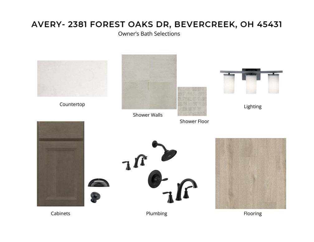 Premium bath selections include stylish cabinets,