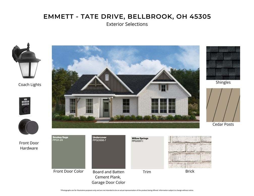 The home showcases elegant exterior selections, in