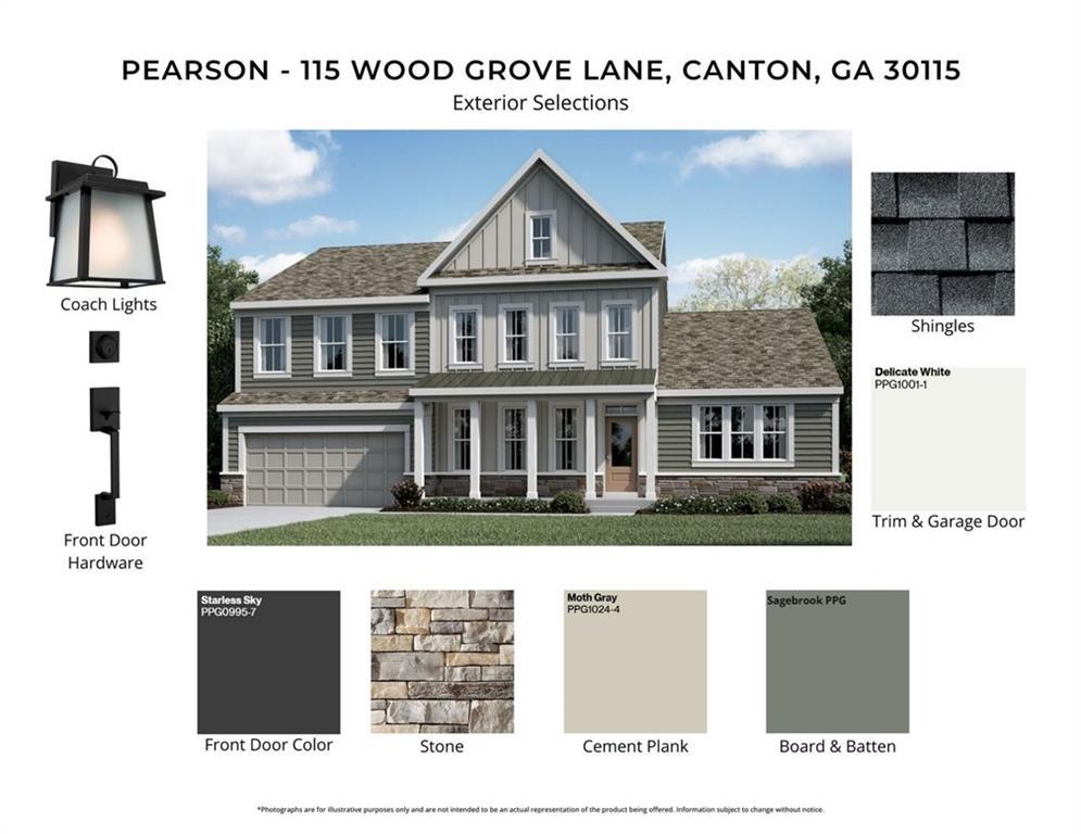 New construction residence featuring a two-story design with a prominent gable, multiple windows, and a covered front porch