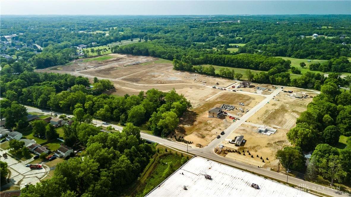 An aerial perspective showcases a new housing deve