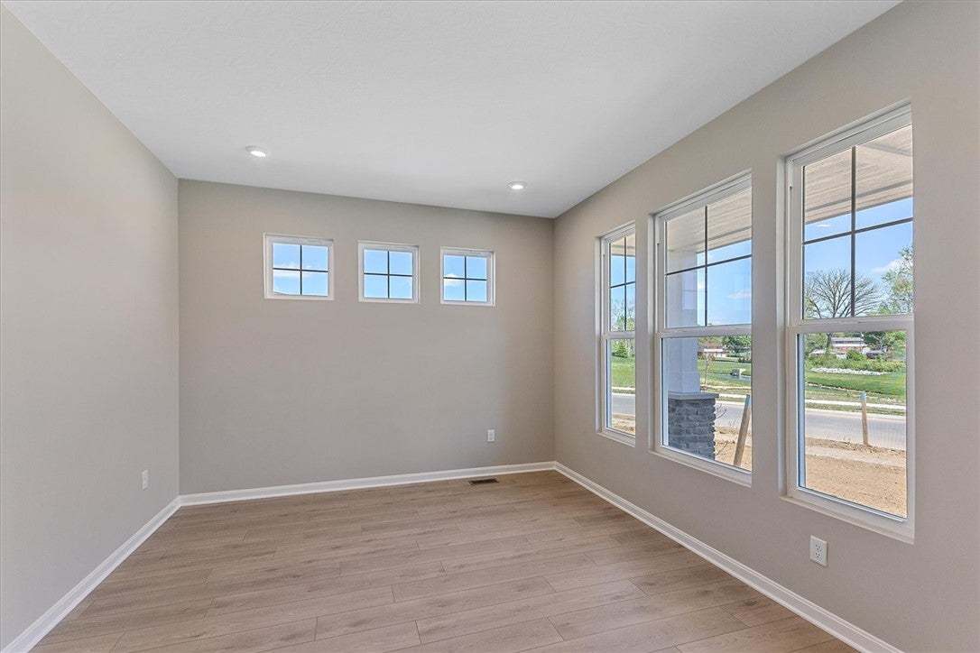This bright space offers ample natural light and a