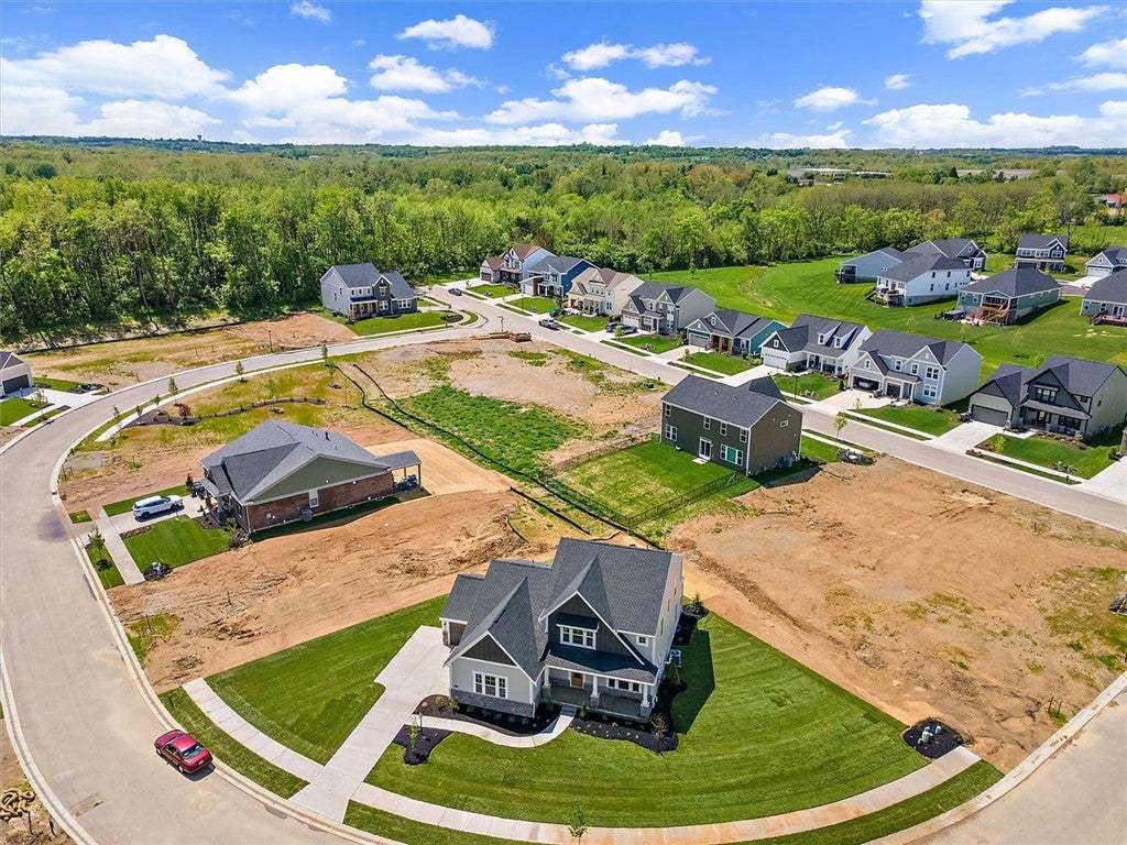 This aerial perspective showcases a vibrant commun